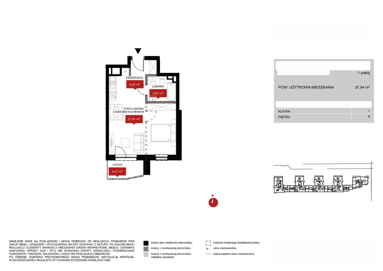 Floor plan: Lokal WR1 1/8/3/1a, 1 pok.