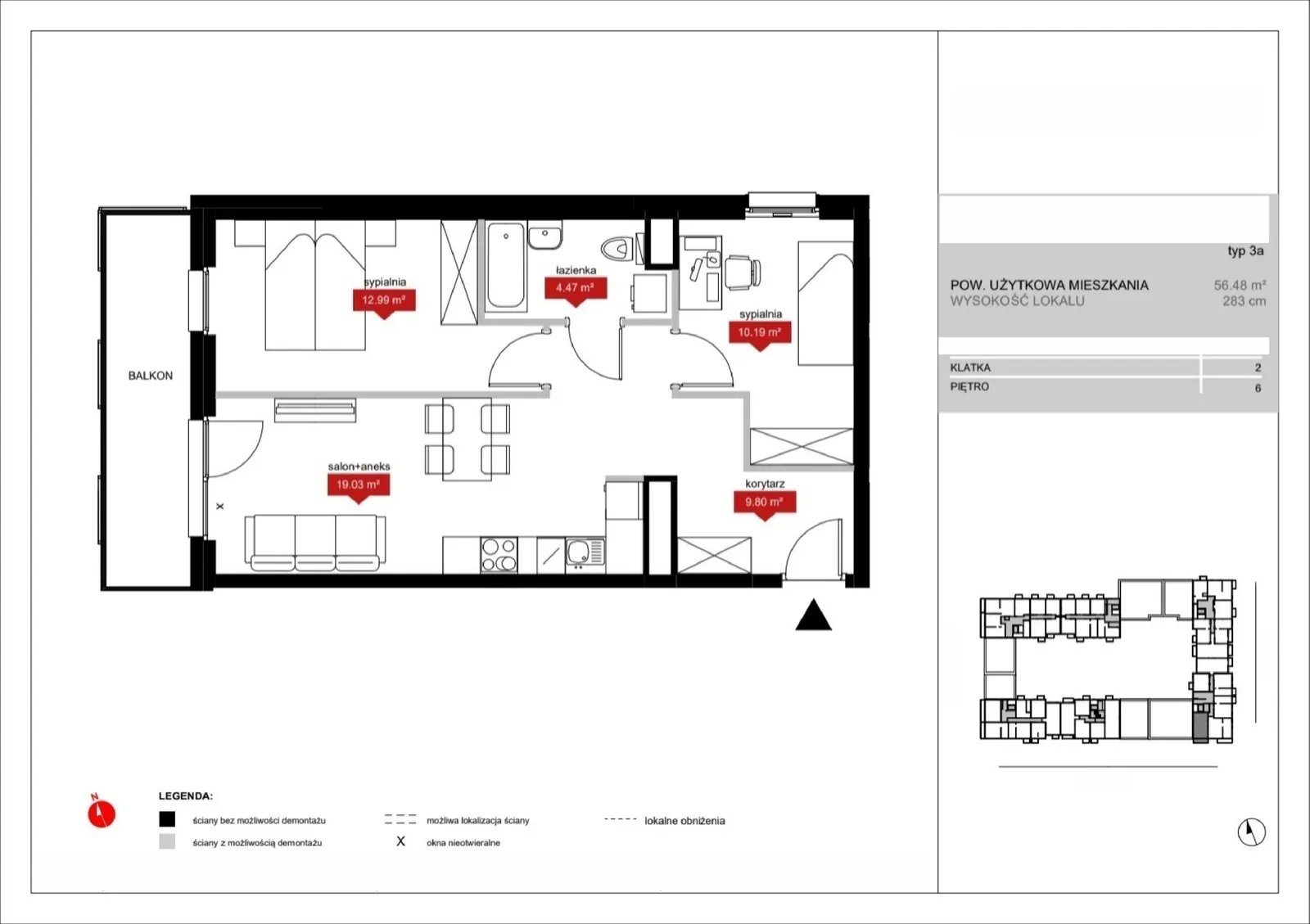 Floor plan: Lokal A2 67, 3 pok.