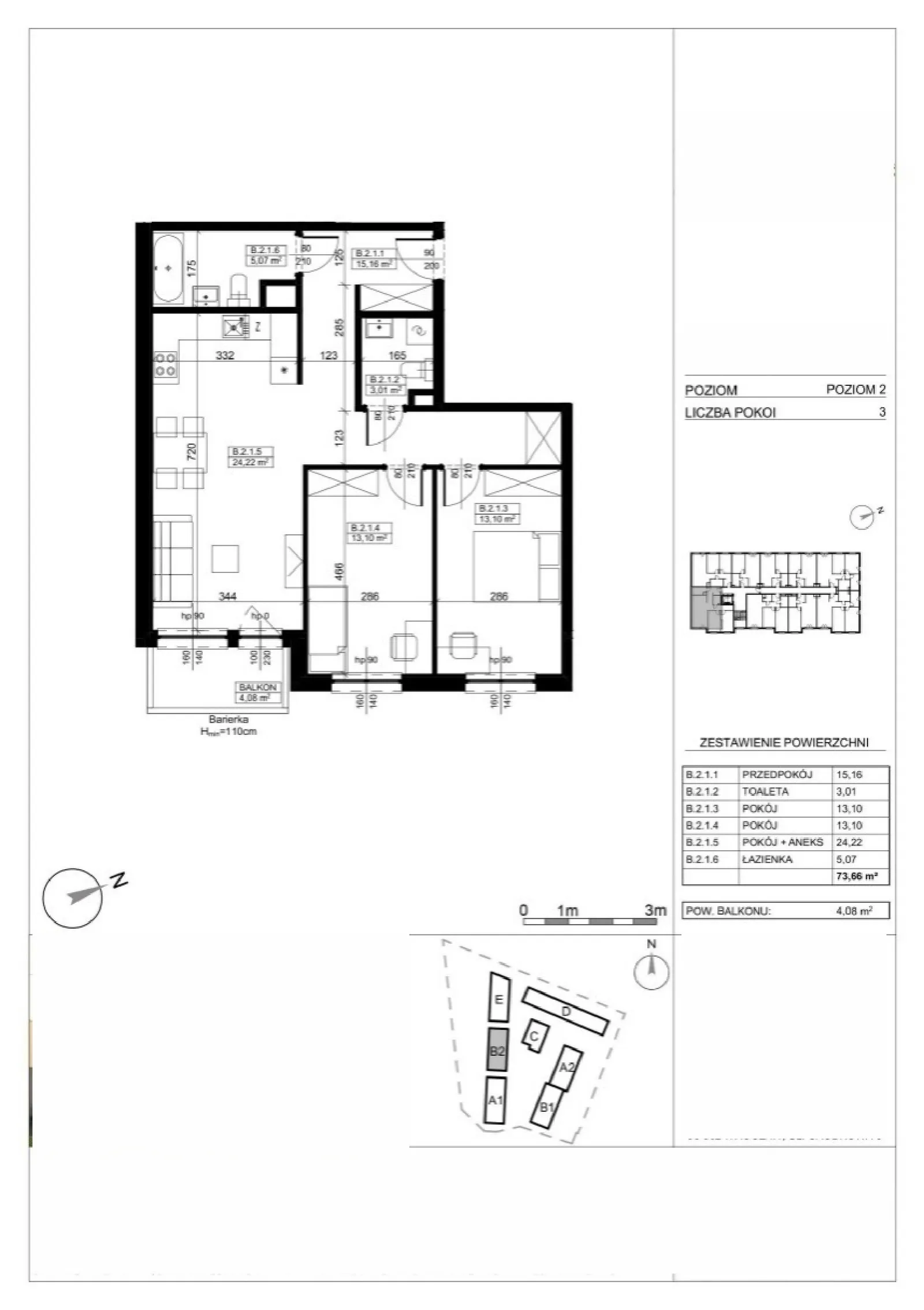 Floor plan: Apartment no. AP-B2-2-01N