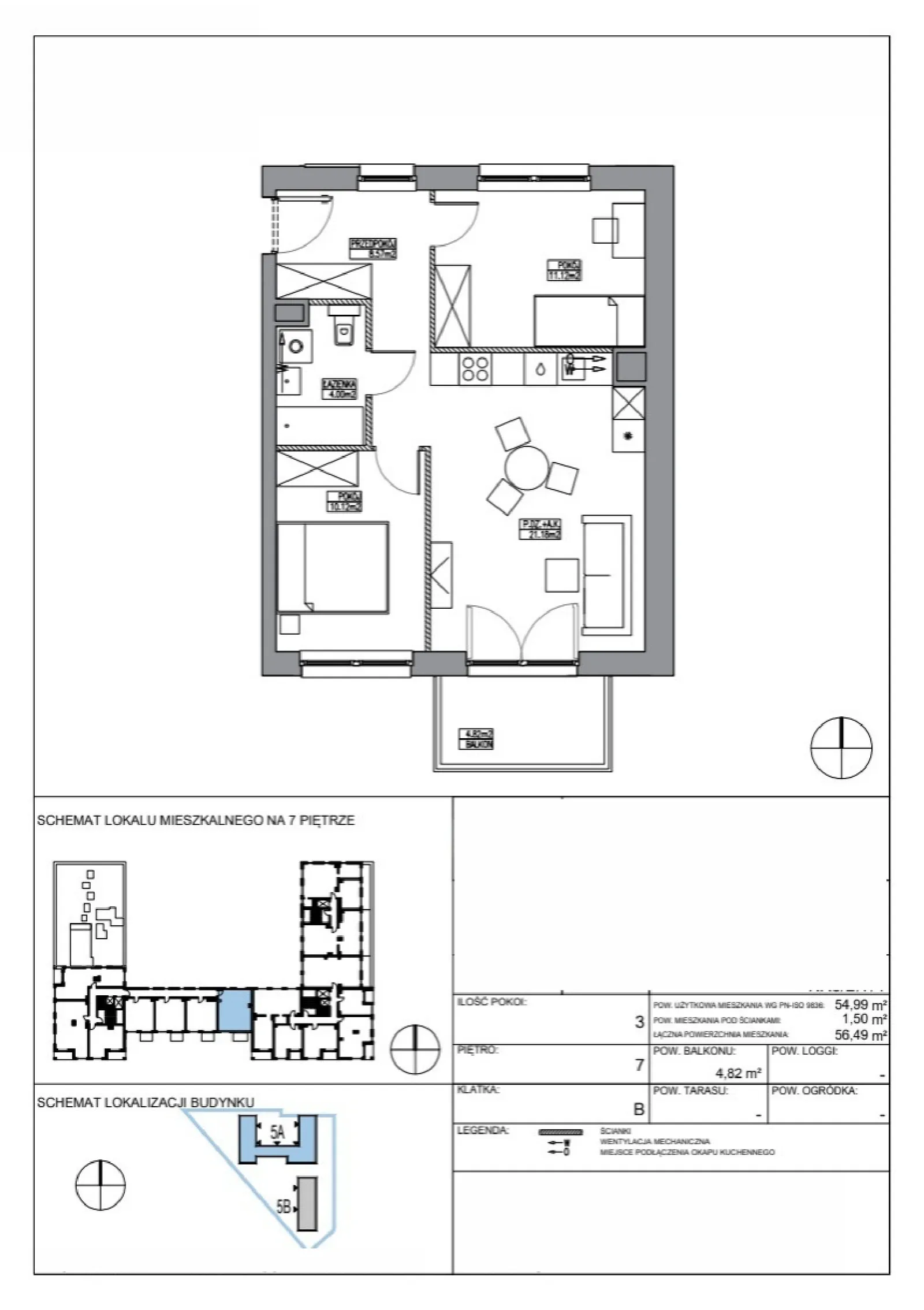 Floor plan: Apartment no. KR5/B/7/4