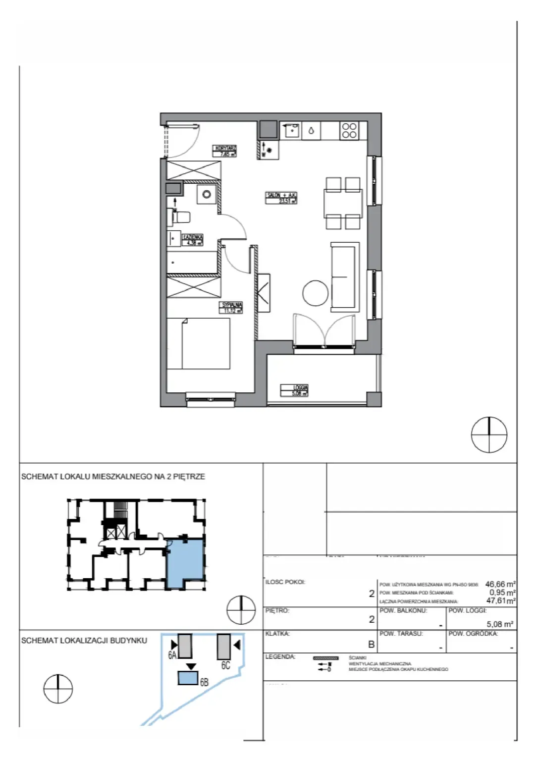 Floor plan: Apartment no. KR6/B/2/2