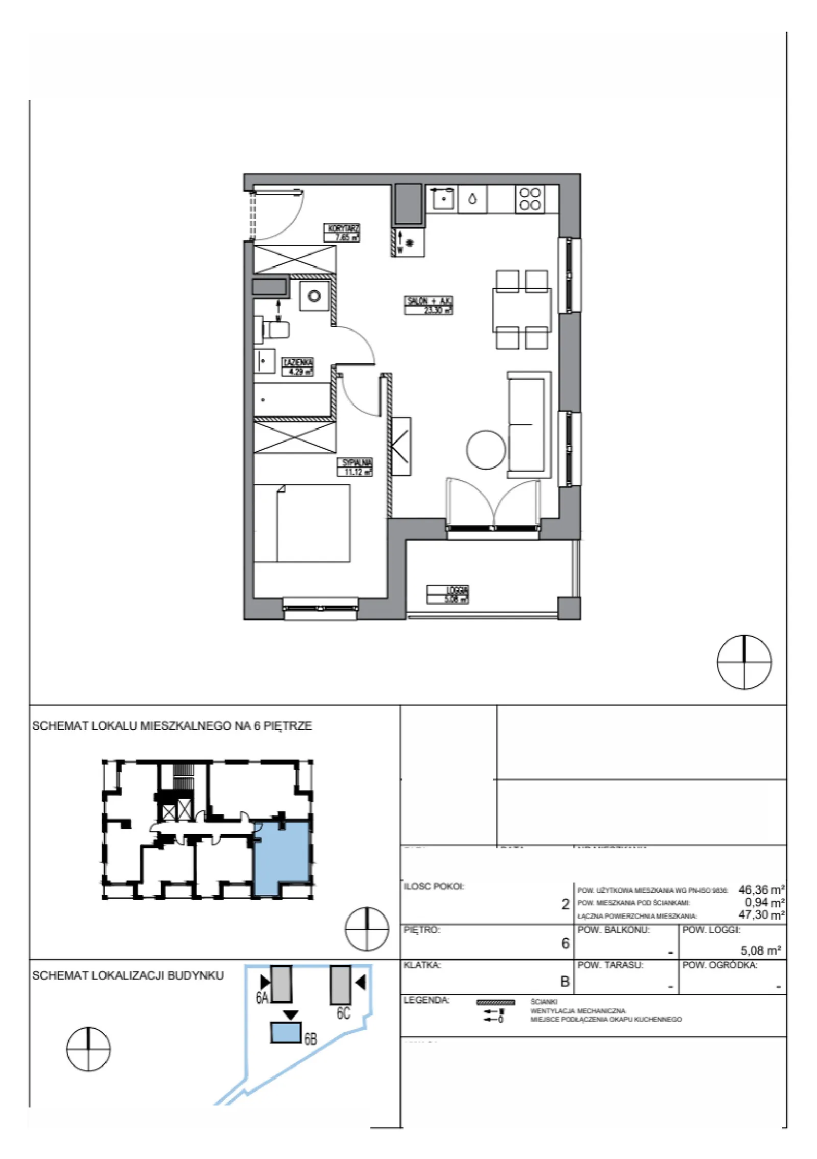 Планування: Квартира № KR6/B/6/2