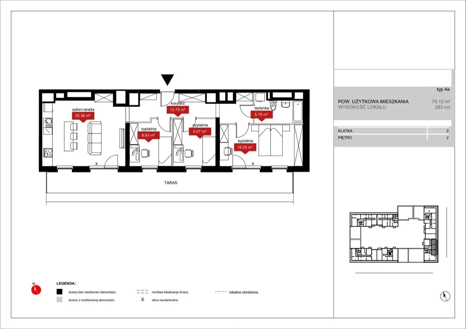 Floor plan: Lokal A2 70, 4 pok.