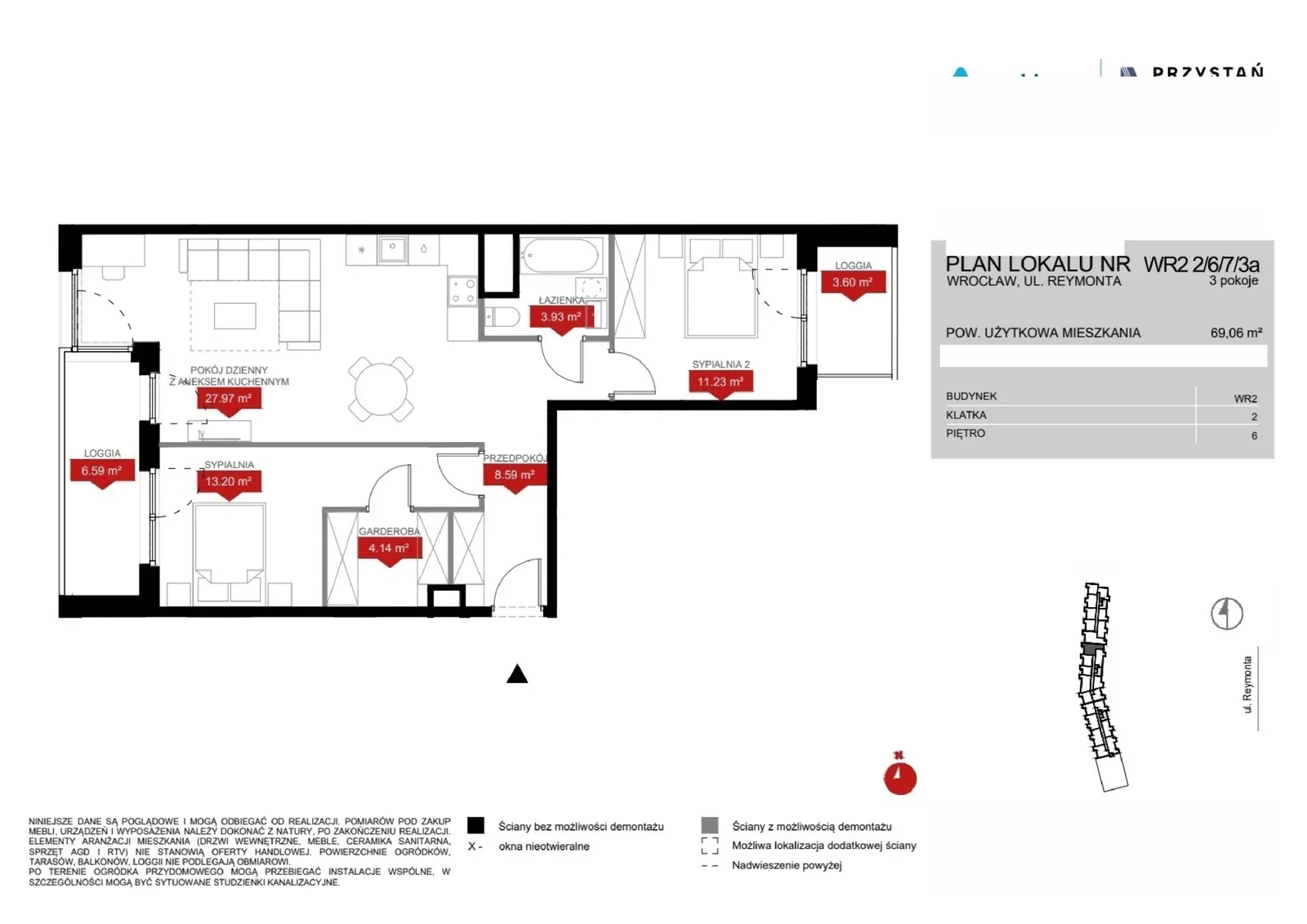 Floor plan: Lokal WR2 2/6/7/3a, 3 pok.
