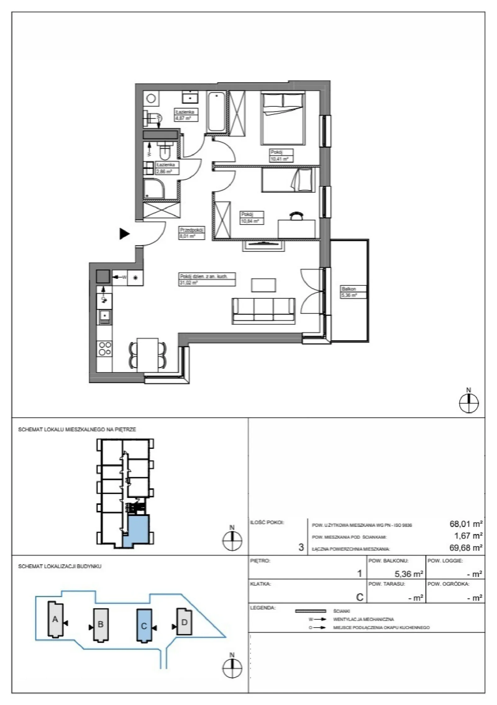 Floor plan: Apartment no. KR8/C/1/1