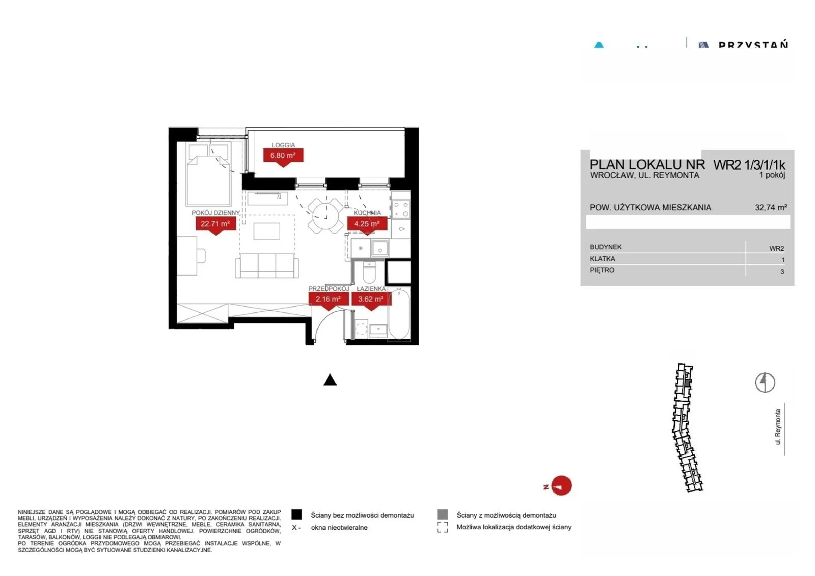 Floor plan: Lokal WR2 1/3/1/1k, 1 pok.