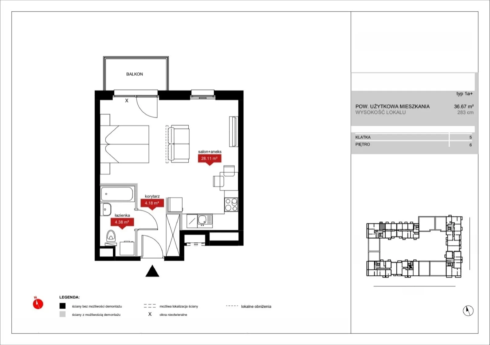 Floor plan: Lokal A5 60, 1 pok.