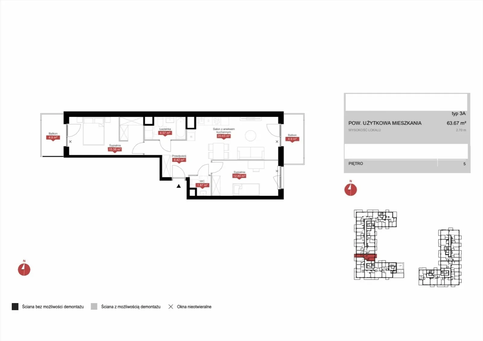 Floor plan: Lokal C2E 147, 3 pok.