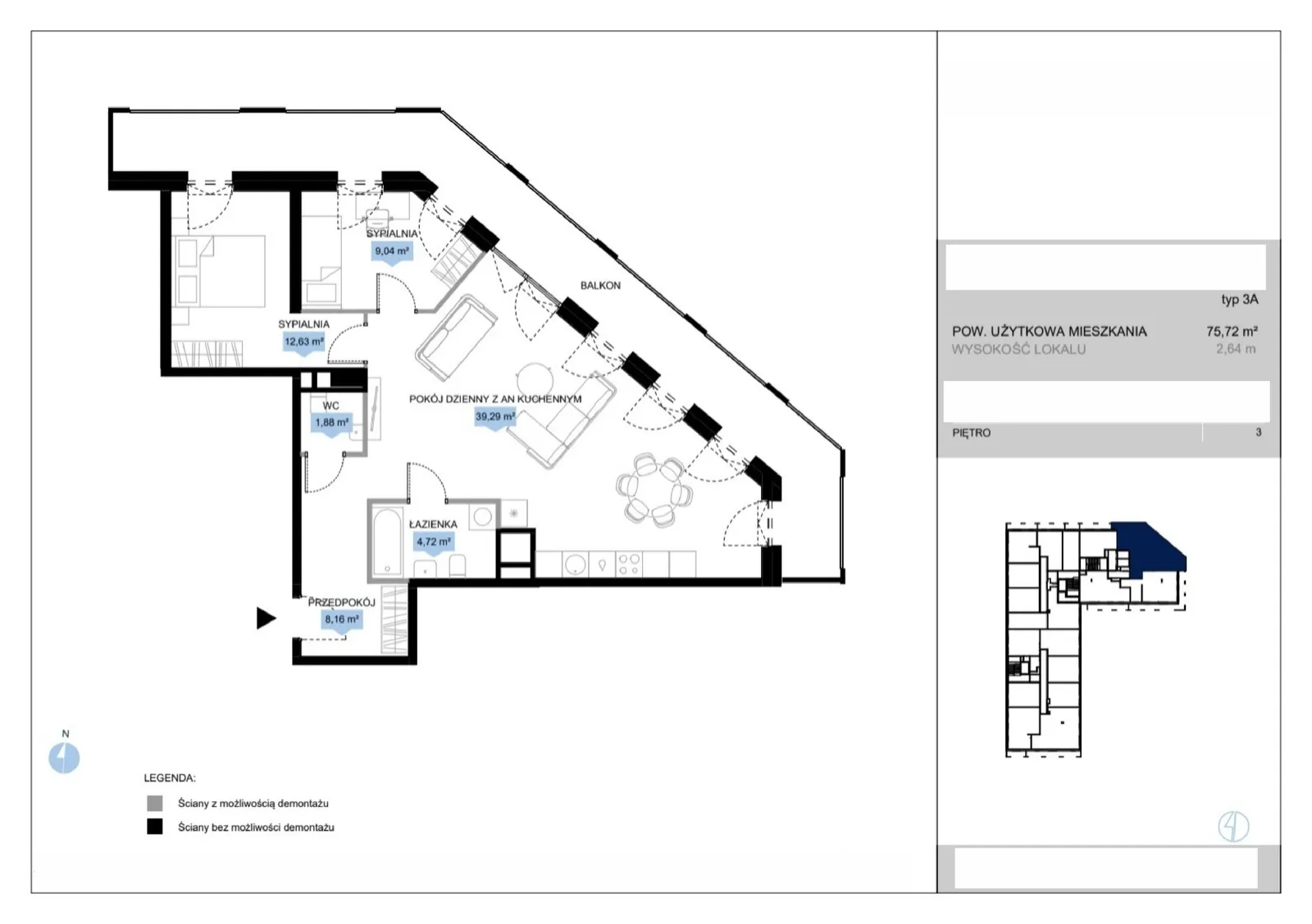 Floor plan: Lokal E3 11, 4 pok.