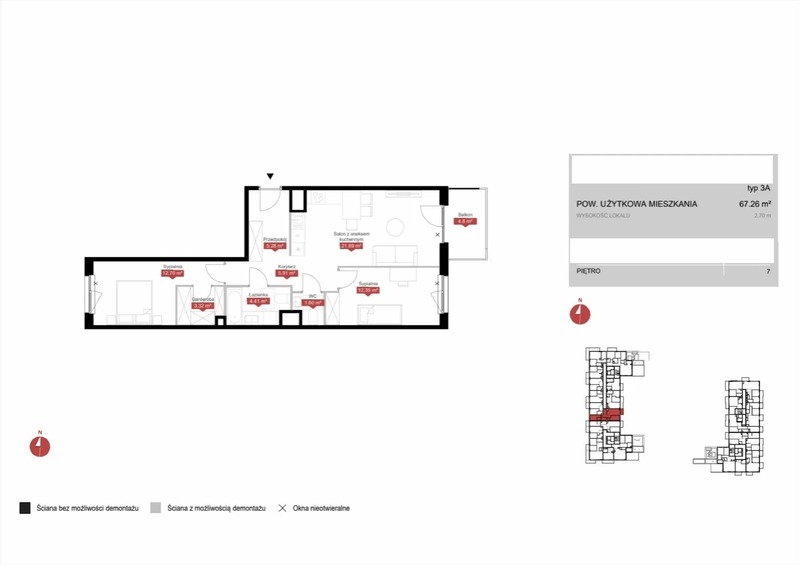 Floor plan: Lokal C2F 221, 3 pok.