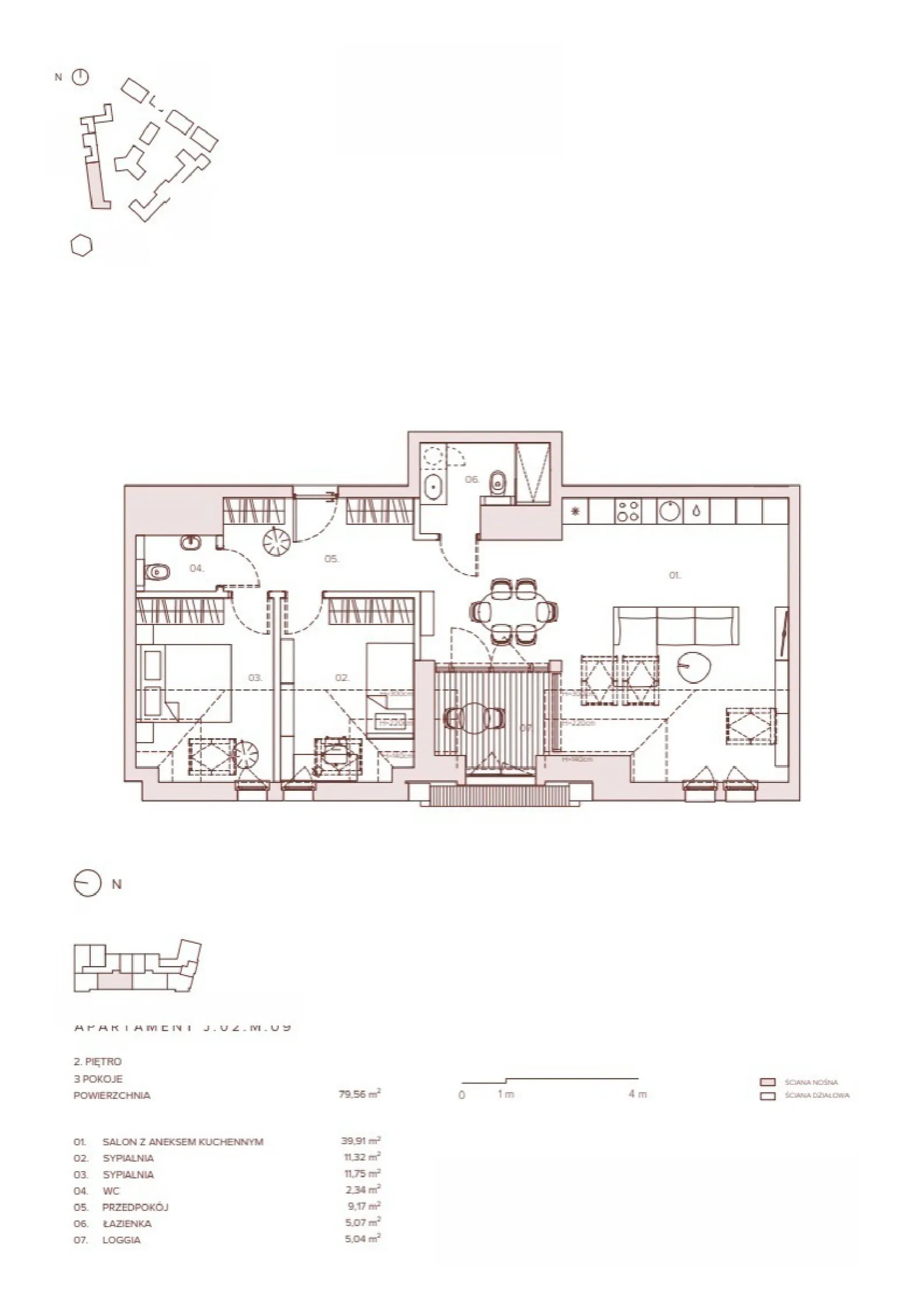 Floor plan: Apartment no. J.02.M.09