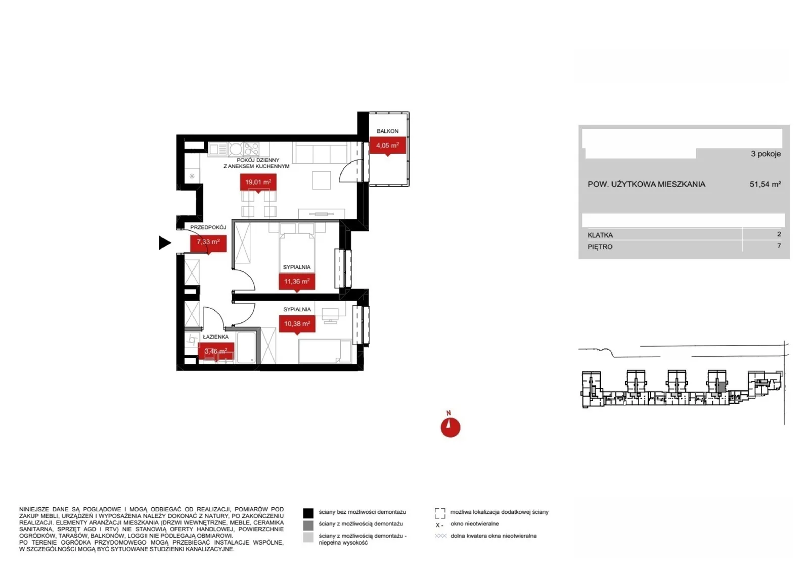 Floor plan: Lokal WR1 2/7/4/3a, 3 pok.
