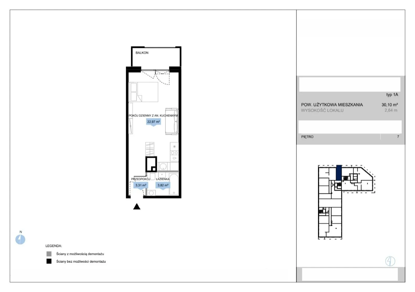 Floor plan: Lokal E2 48, 1 pok.