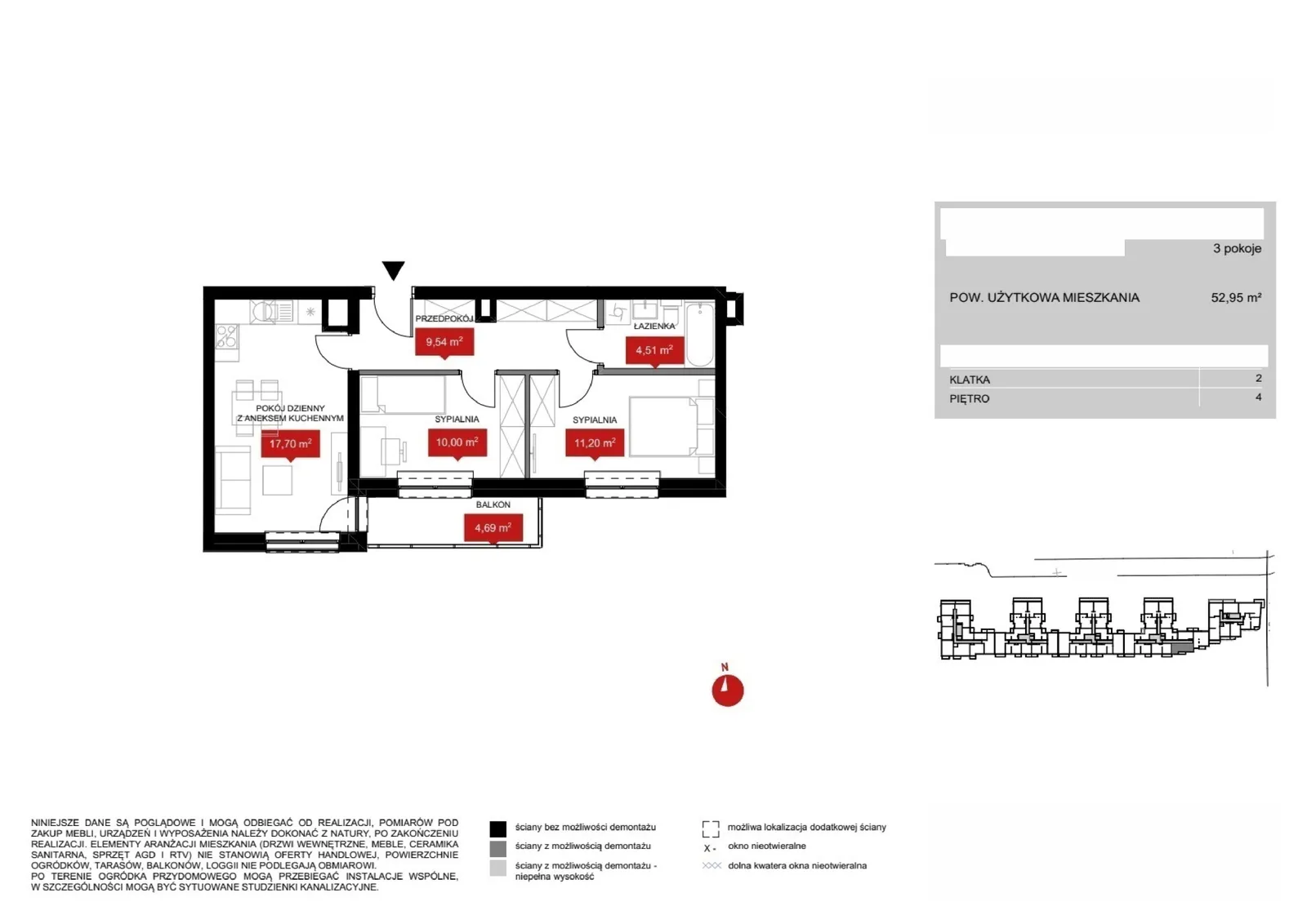 Floor plan: Lokal WR1 2/4/7/3a, 3 pok.