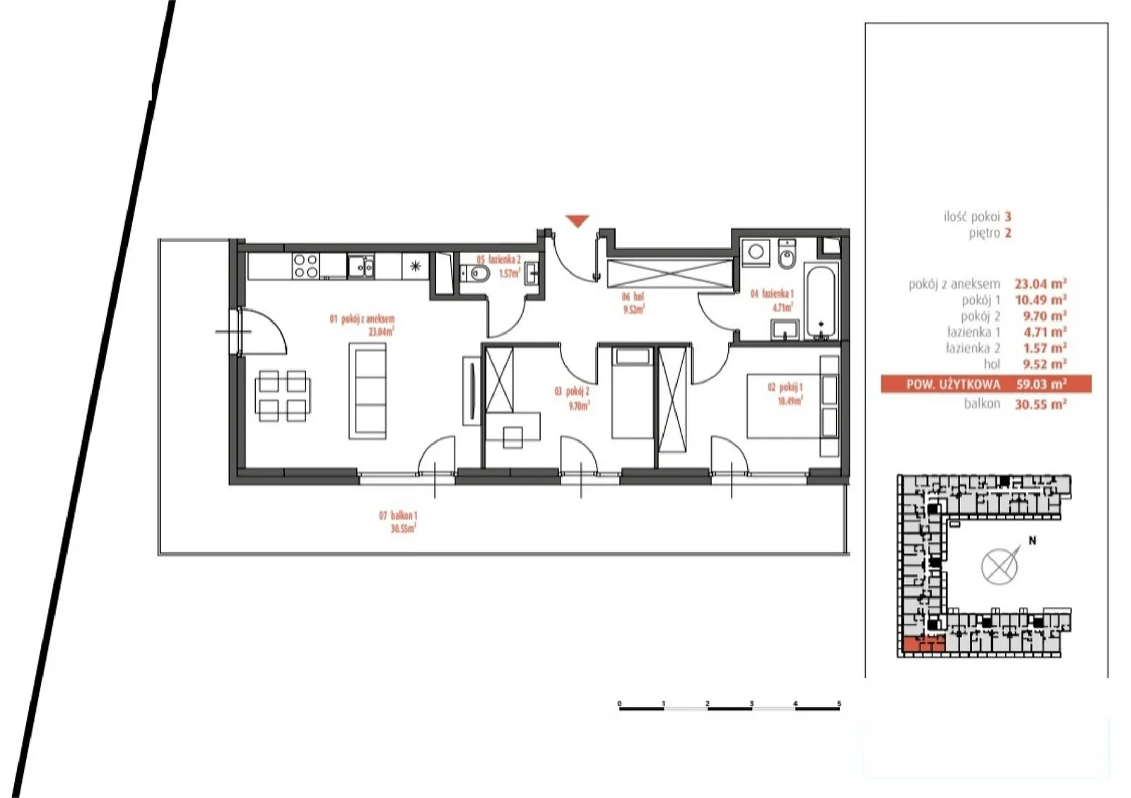 Floor plan: Apartment no. PUR/AD3.3