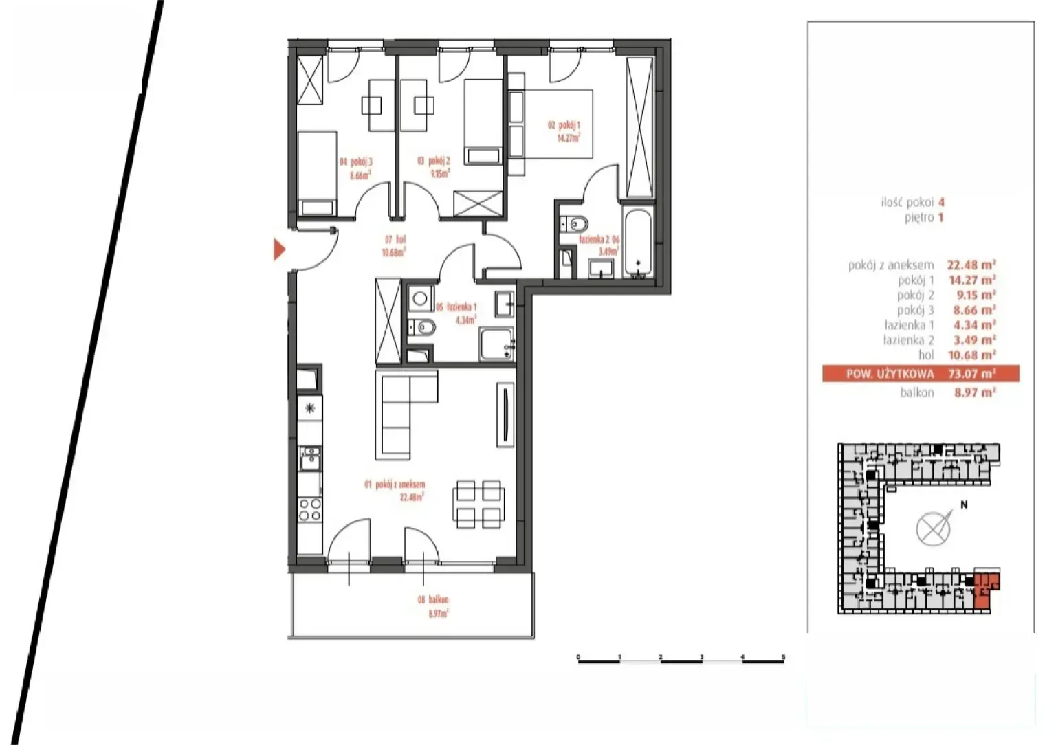 Floor plan: Apartment no. PUR/AF2.3