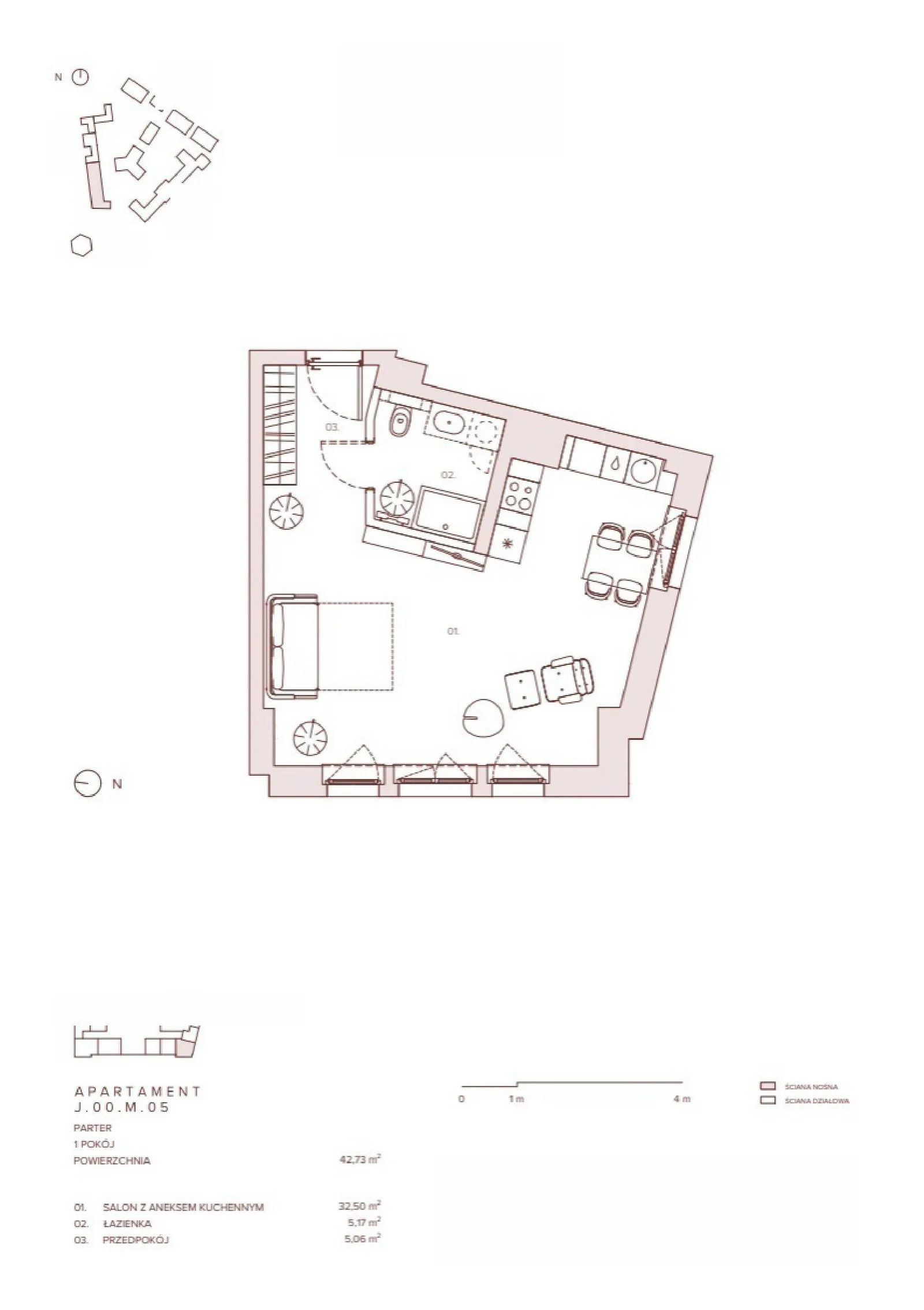 Floor plan: Apartment no. J.00.M.05