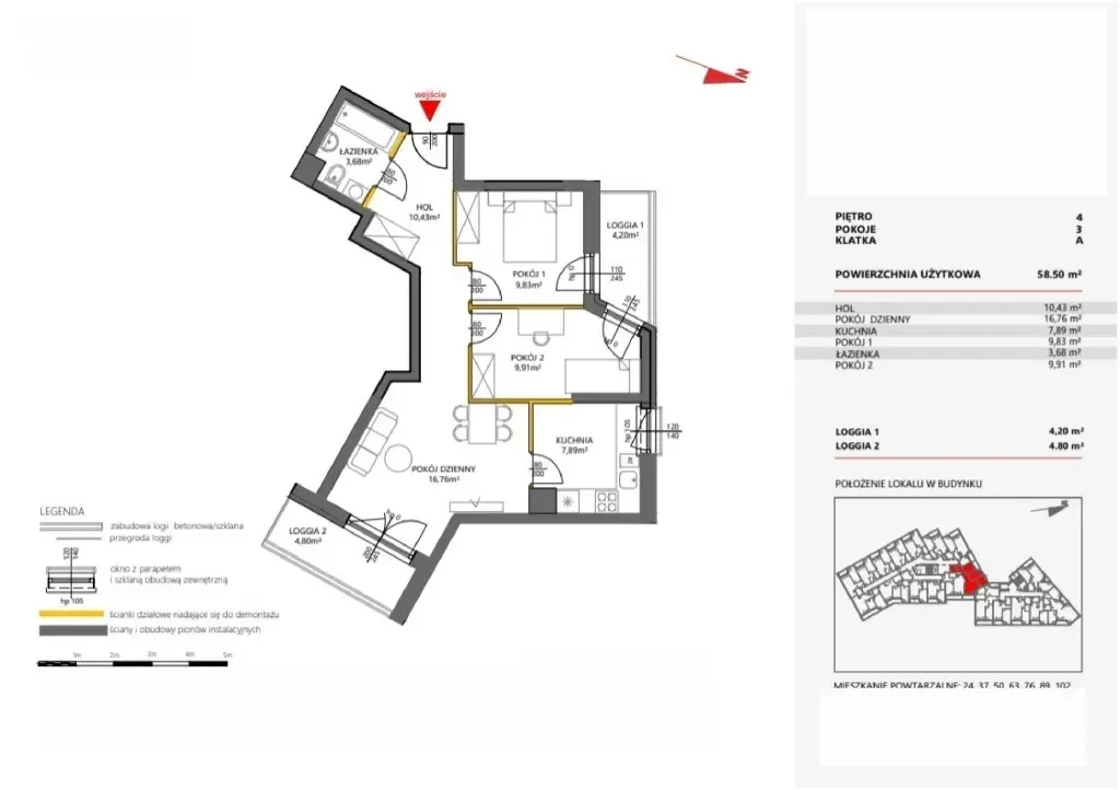 Floor plan: Apartment no. 63