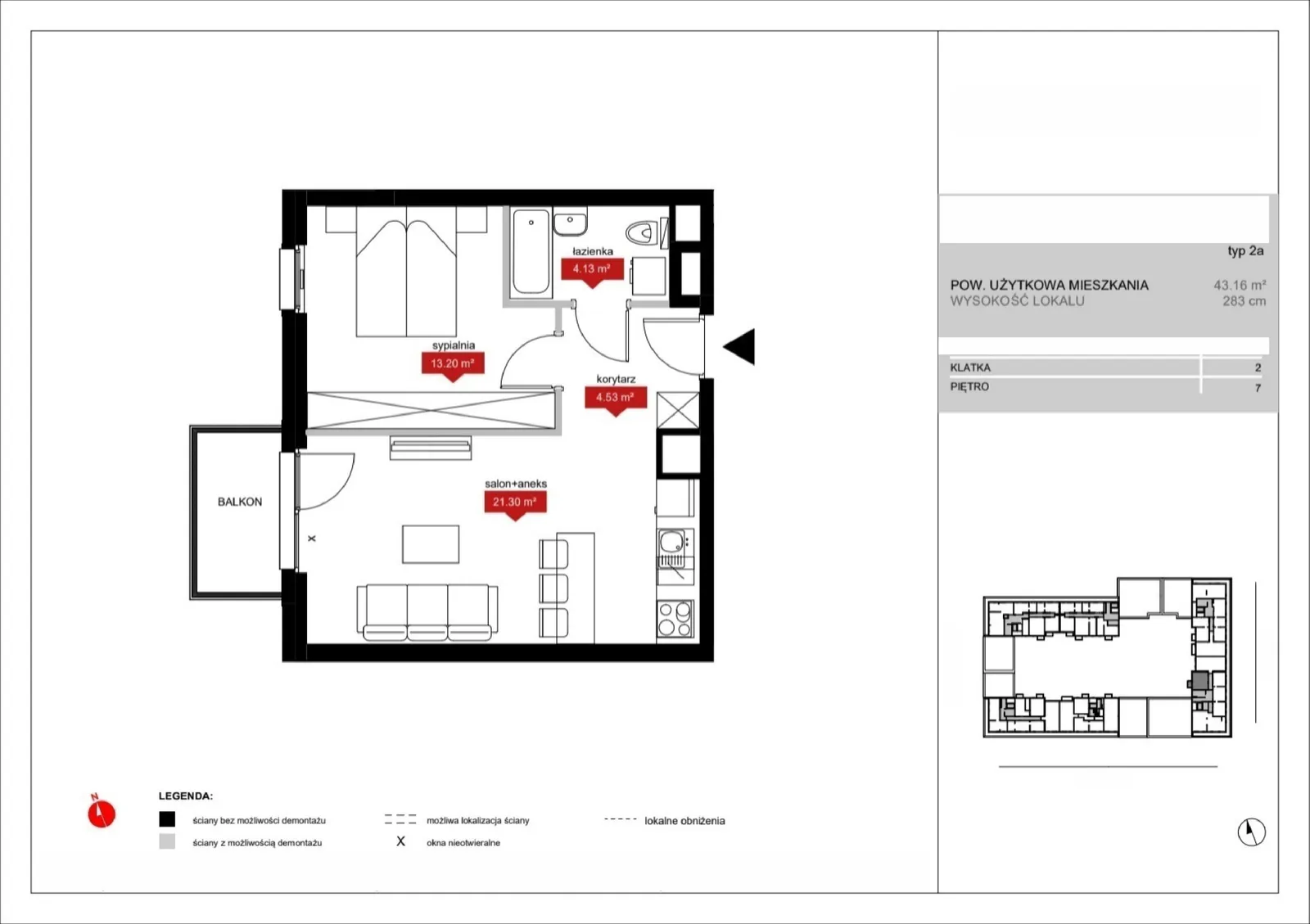Floor plan: Lokal A2 68, 2 pok.
