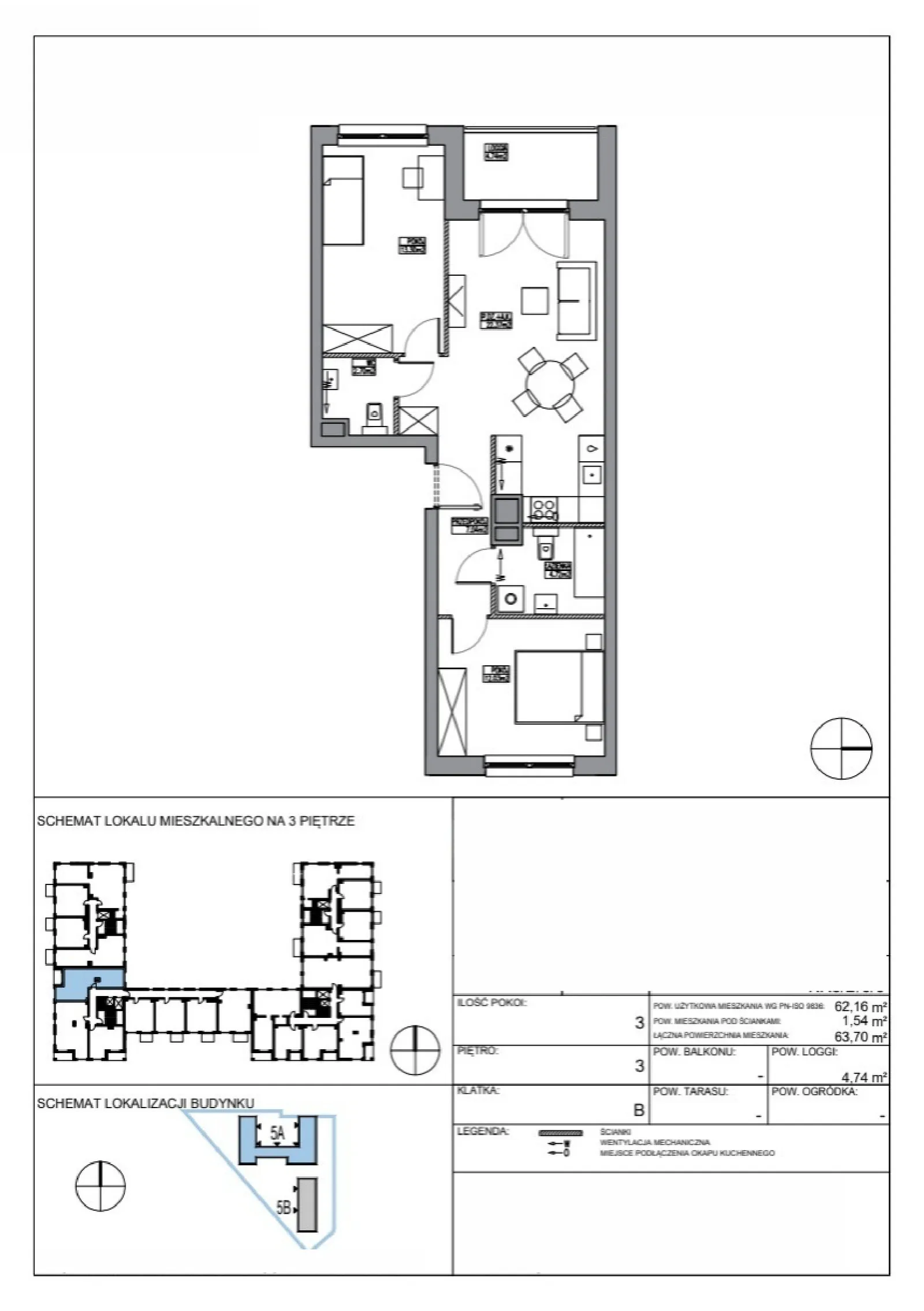 Планування: Квартира № KR5/B/3/3
