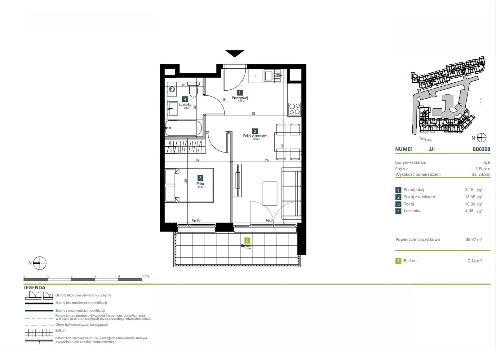 Floor plan: Apartment no. BB0308