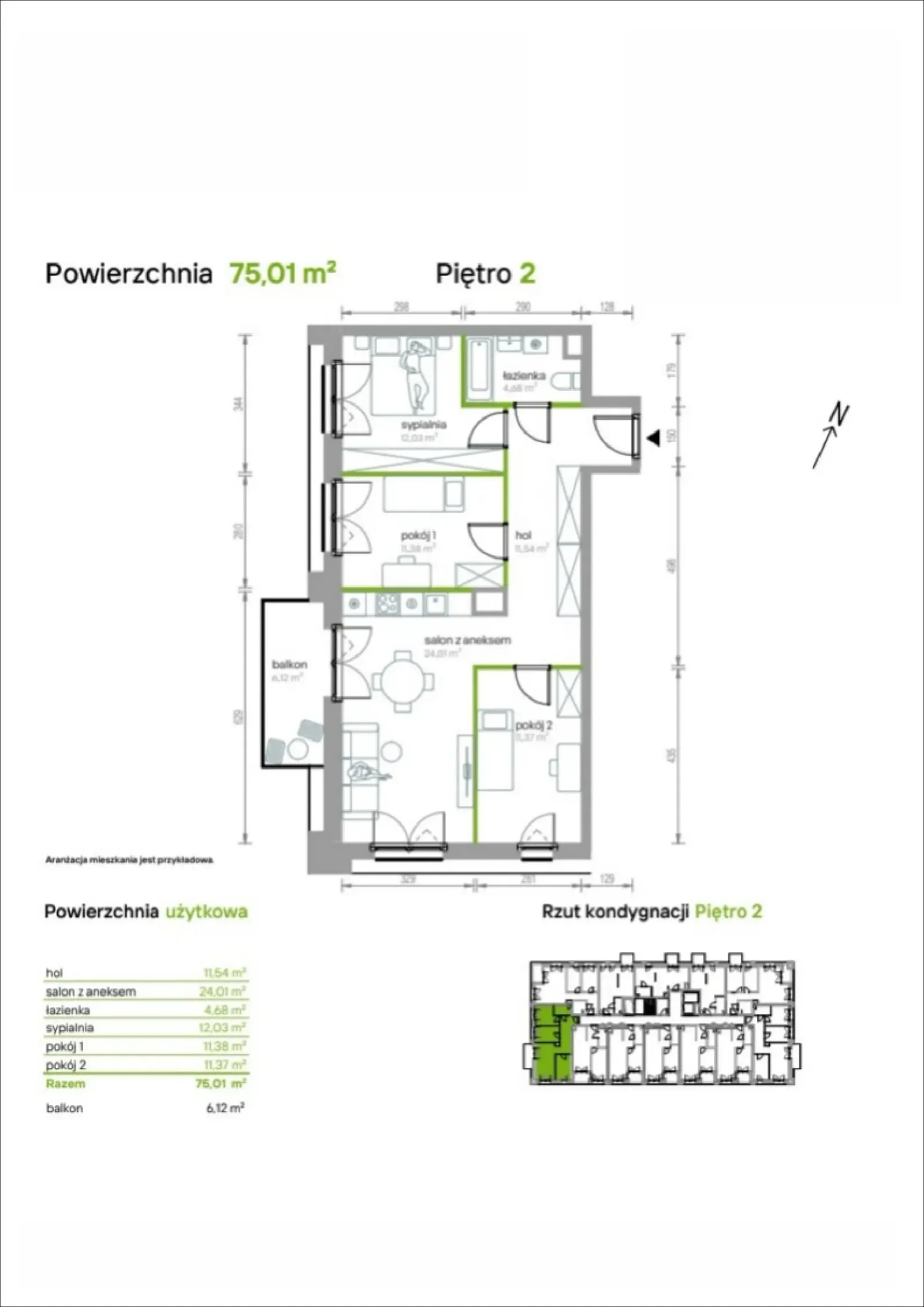 Floor plan: Apartment no. 2/A/12