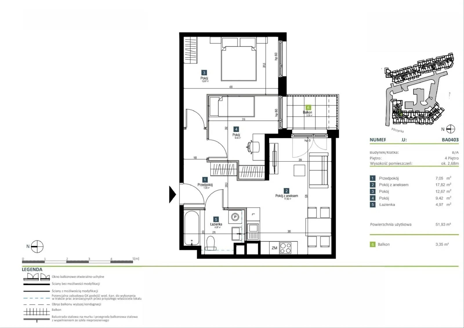 Floor plan: Apartment no. BA0403