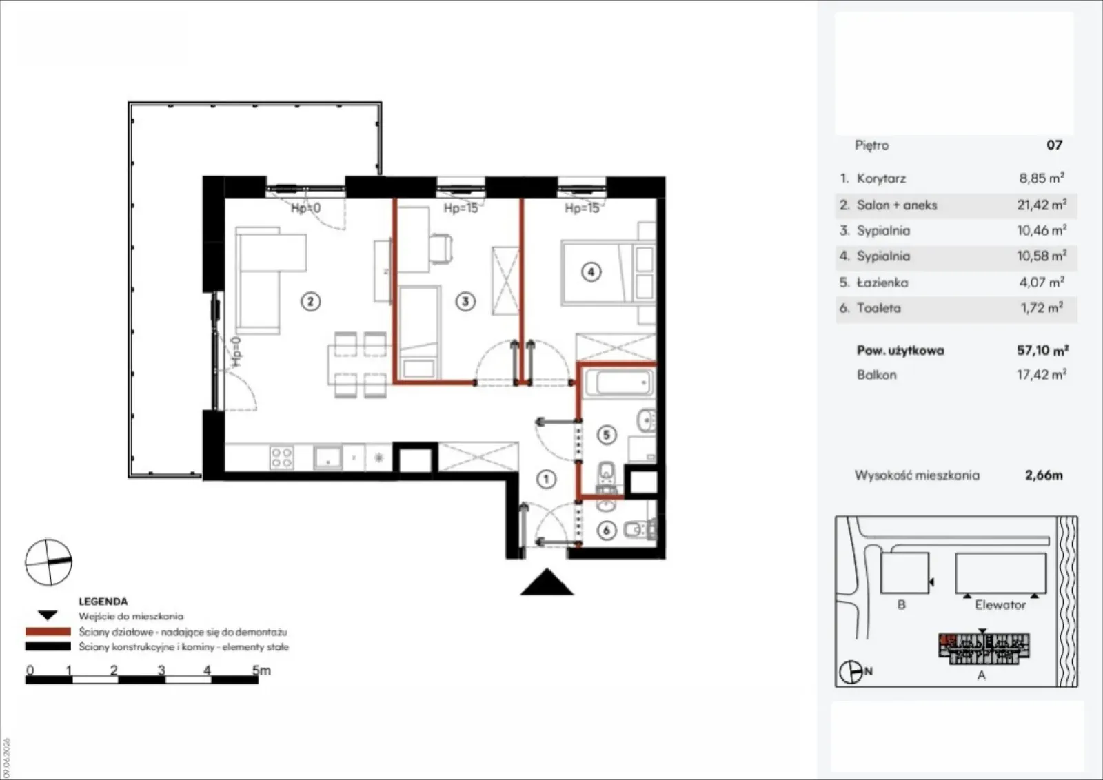 Floor plan: Apartment no. A.7.12