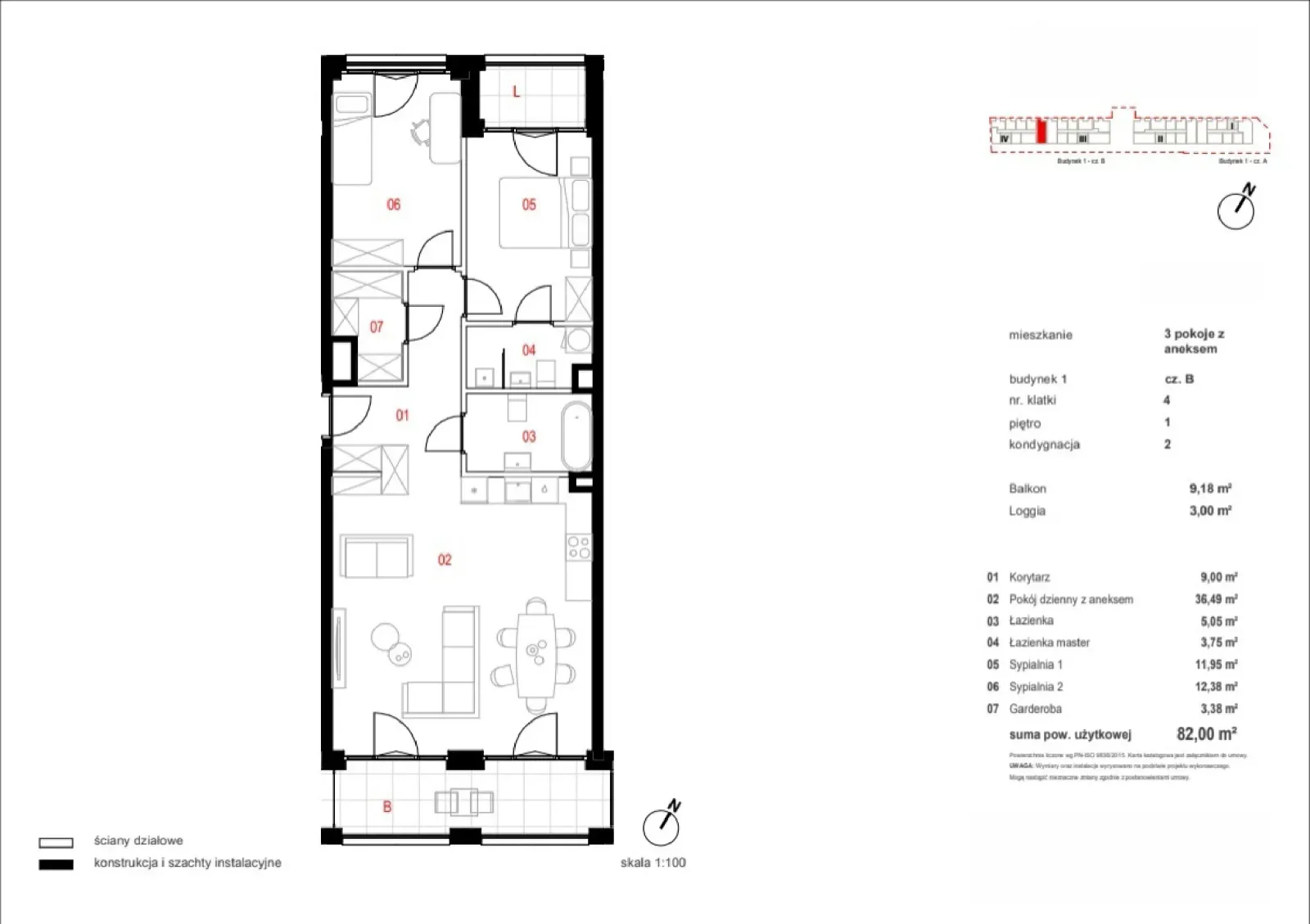 Floor plan: Apartment no. B/04/01/151