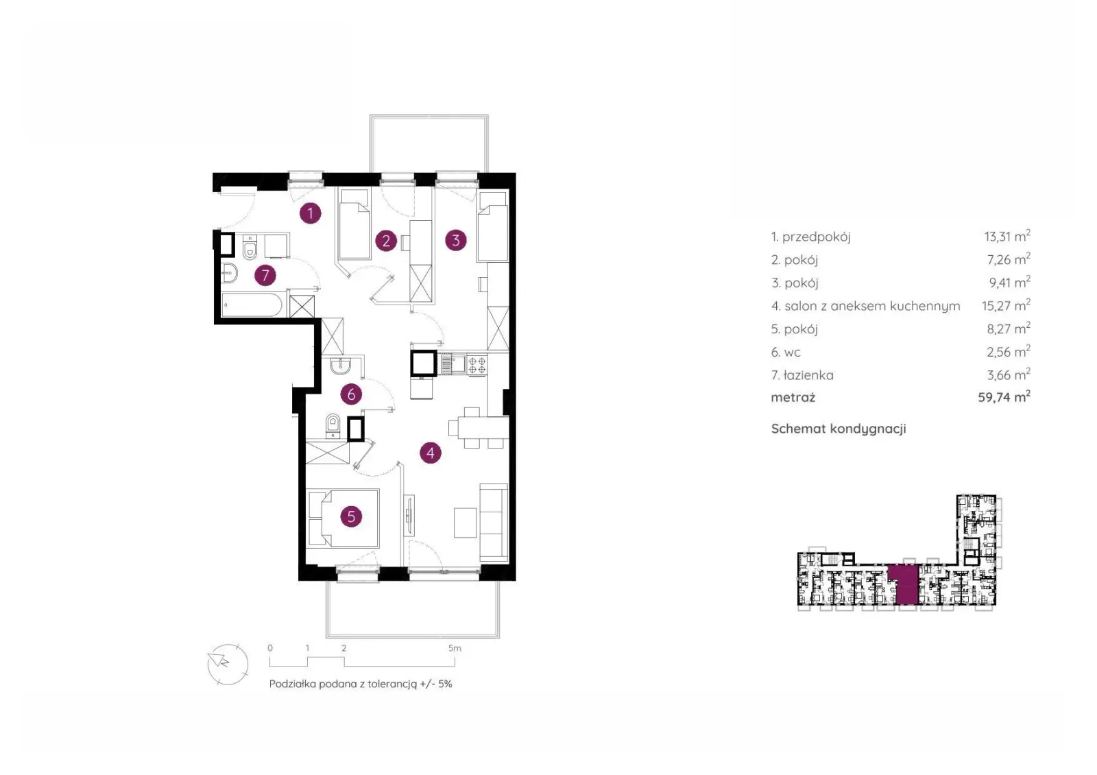 Floor plan: Apartment no. 3.B.3.01