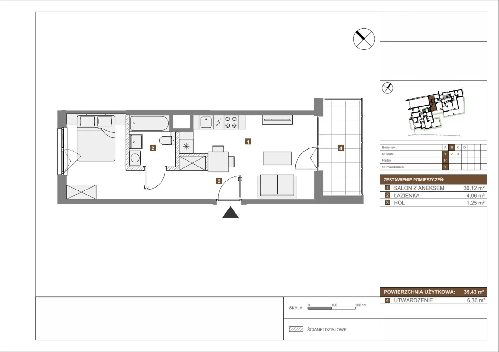 Floor plan: Apartment no. B1