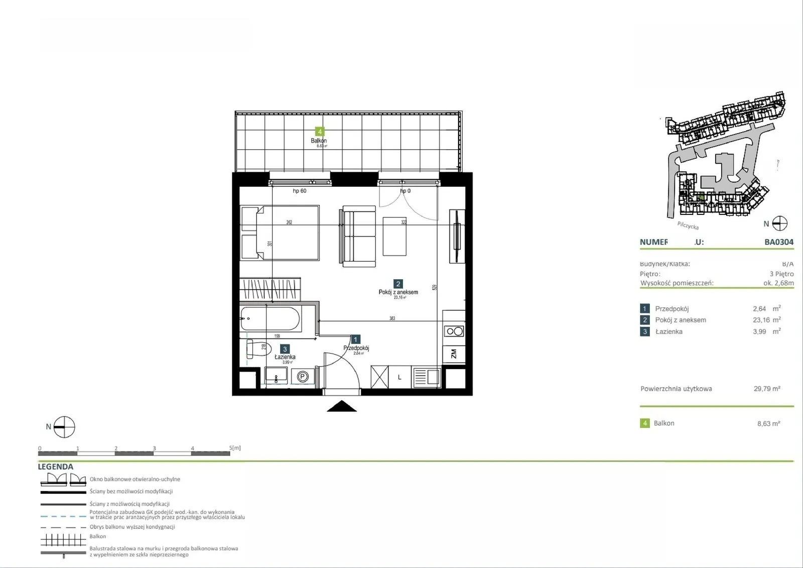Floor plan: Apartment no. BA0304