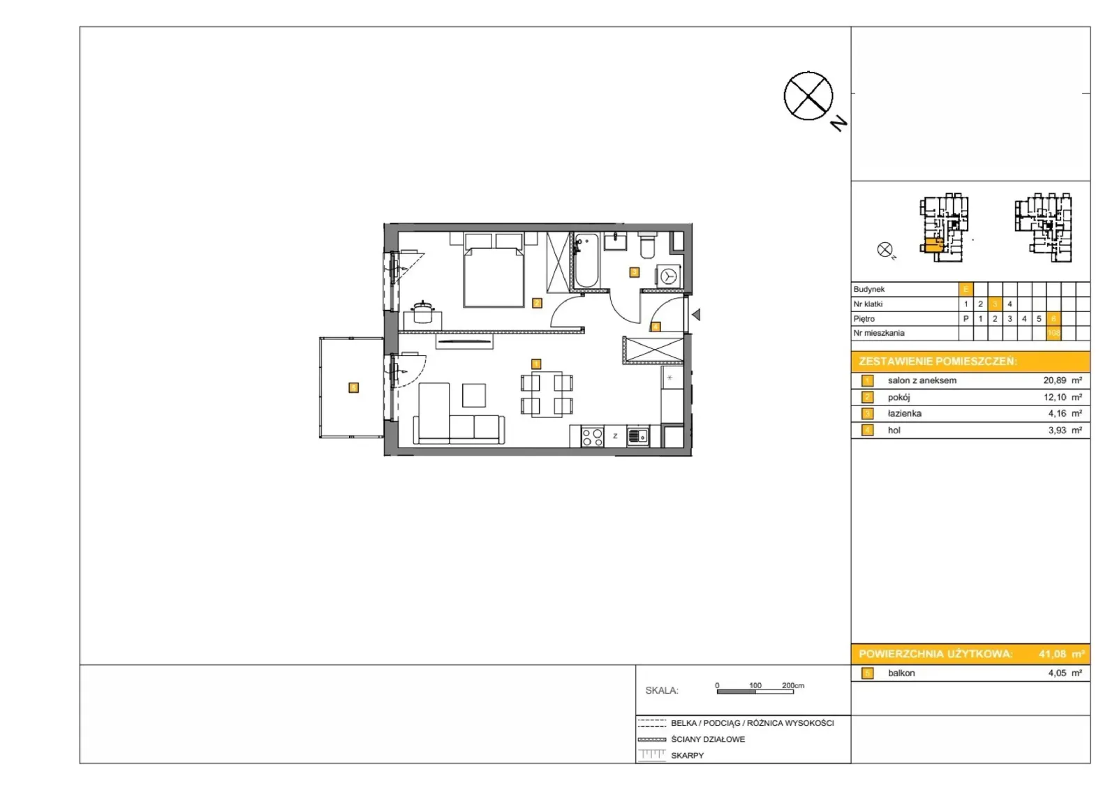 Floor plan: Apartment no. E108