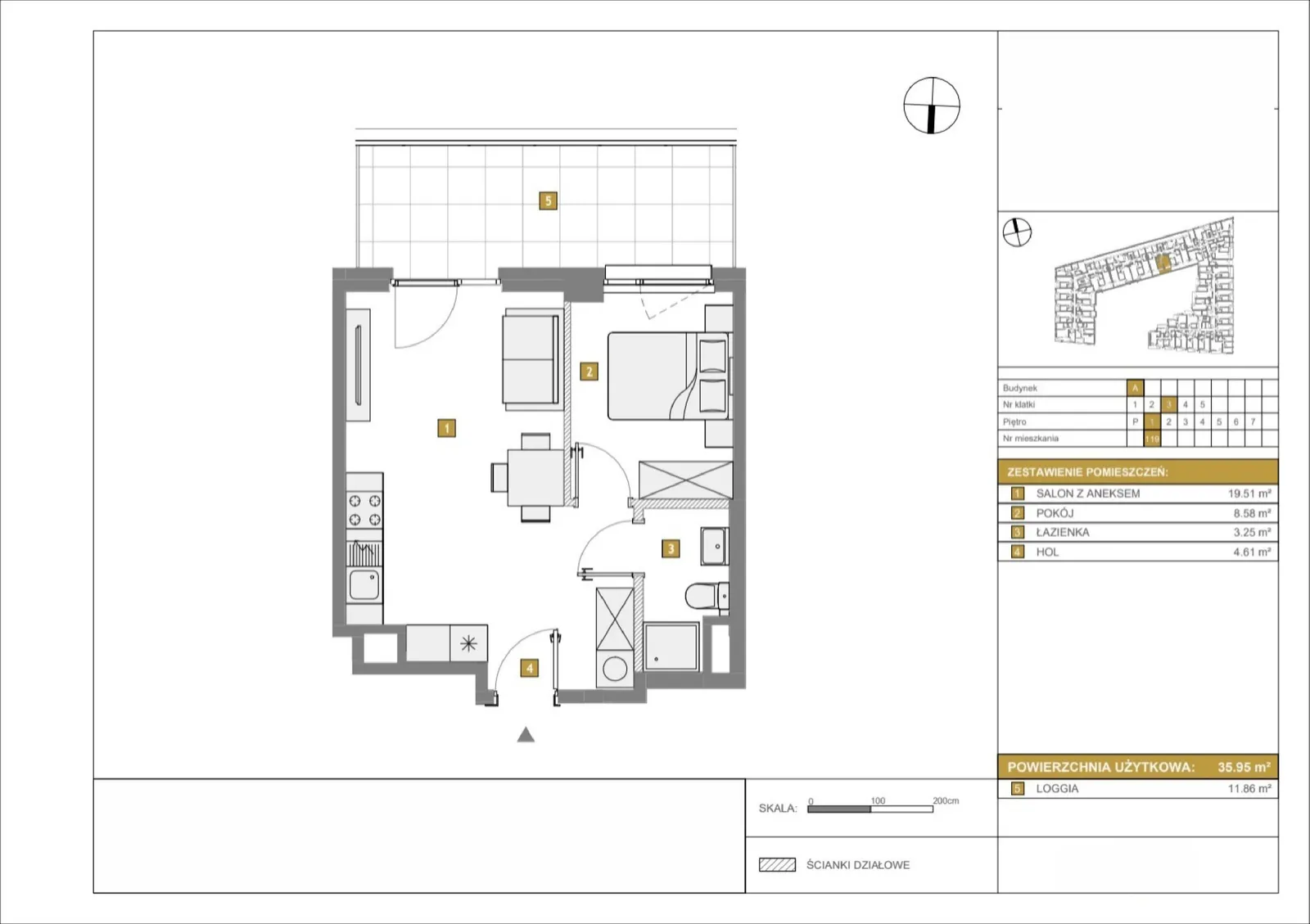 Floor plan: Apartment no. A119