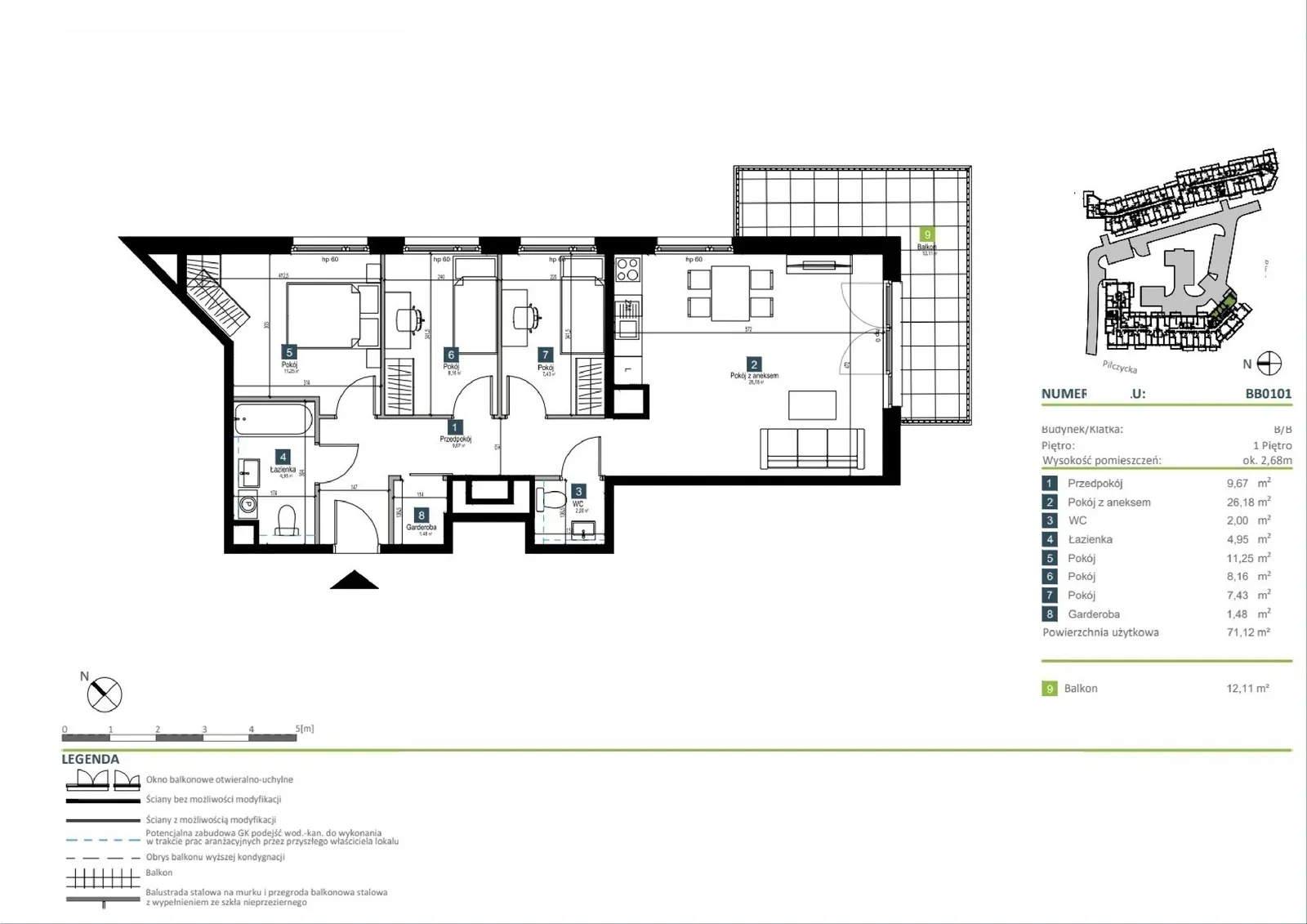 Floor plan: Apartment no. BB0101