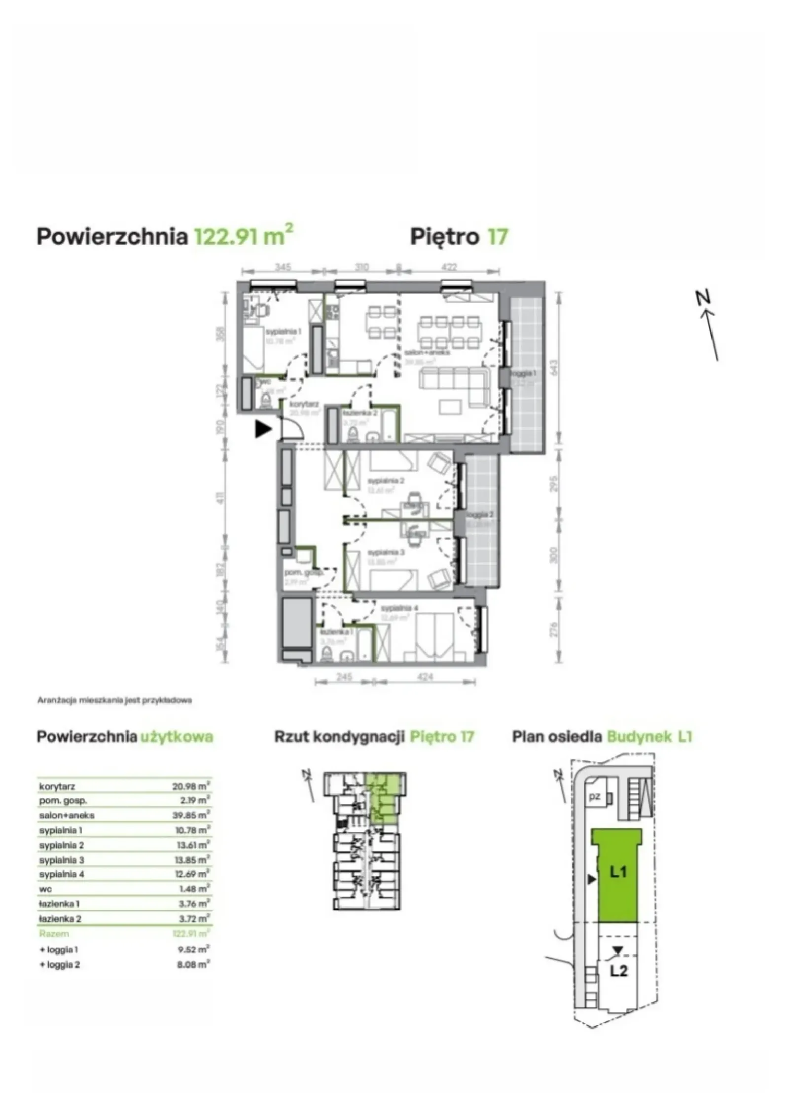 Floor plan: Apartment no. L1/17/157