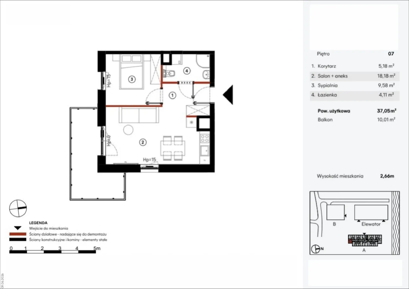Floor plan: Apartment no. A.7.11