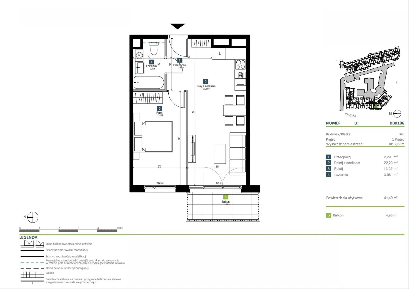Floor plan: Apartment no. BB0106