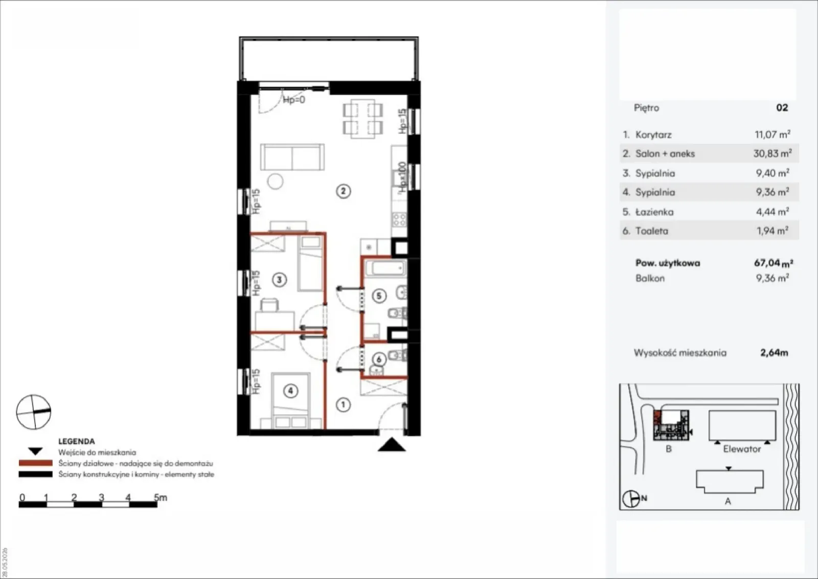 Floor plan: Apartment no. B.2.8