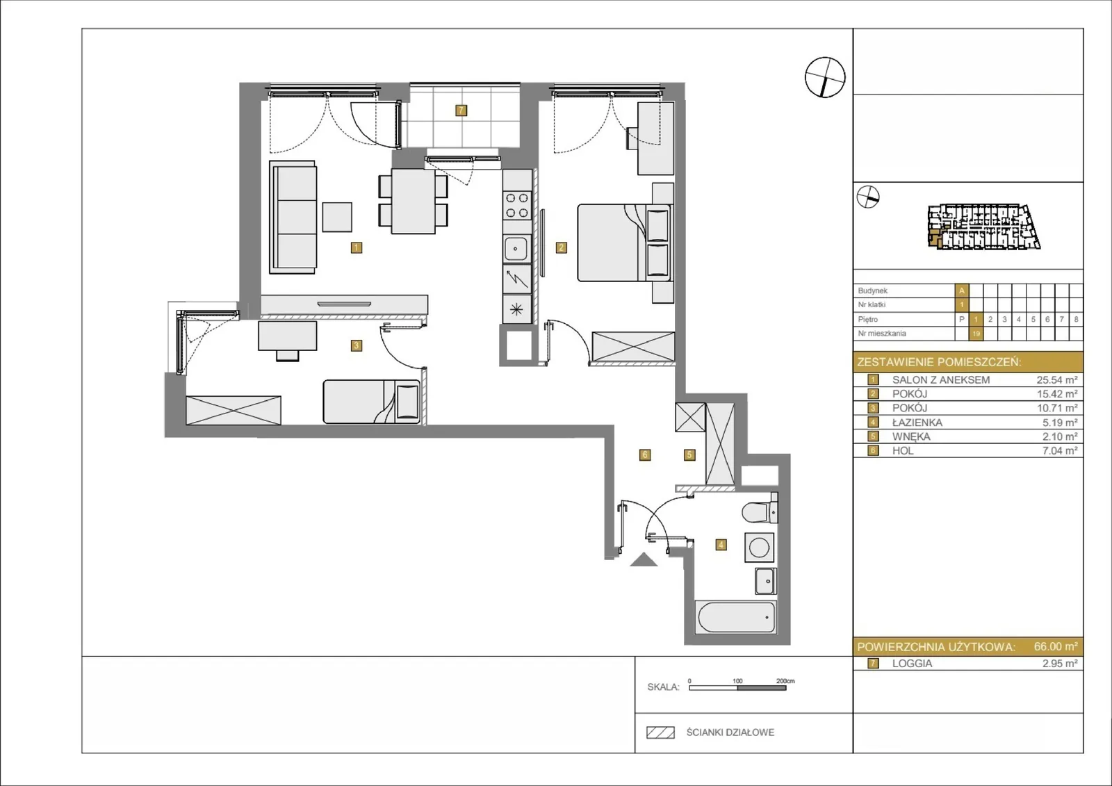 Floor plan: Apartment no. A19