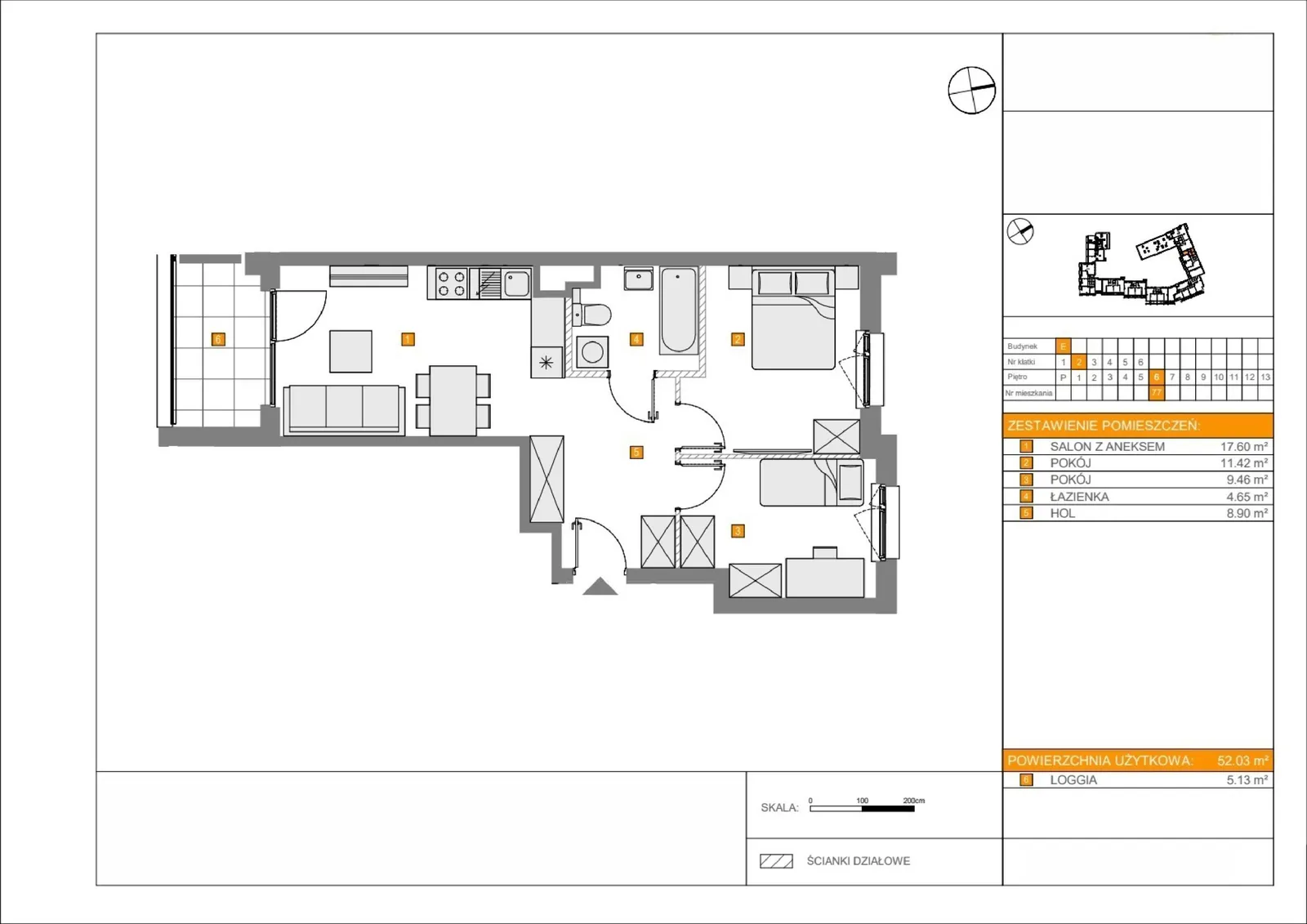 Floor plan: Apartment no. E77