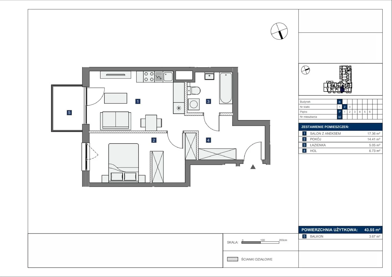 Floor plan: Apartment no. B32