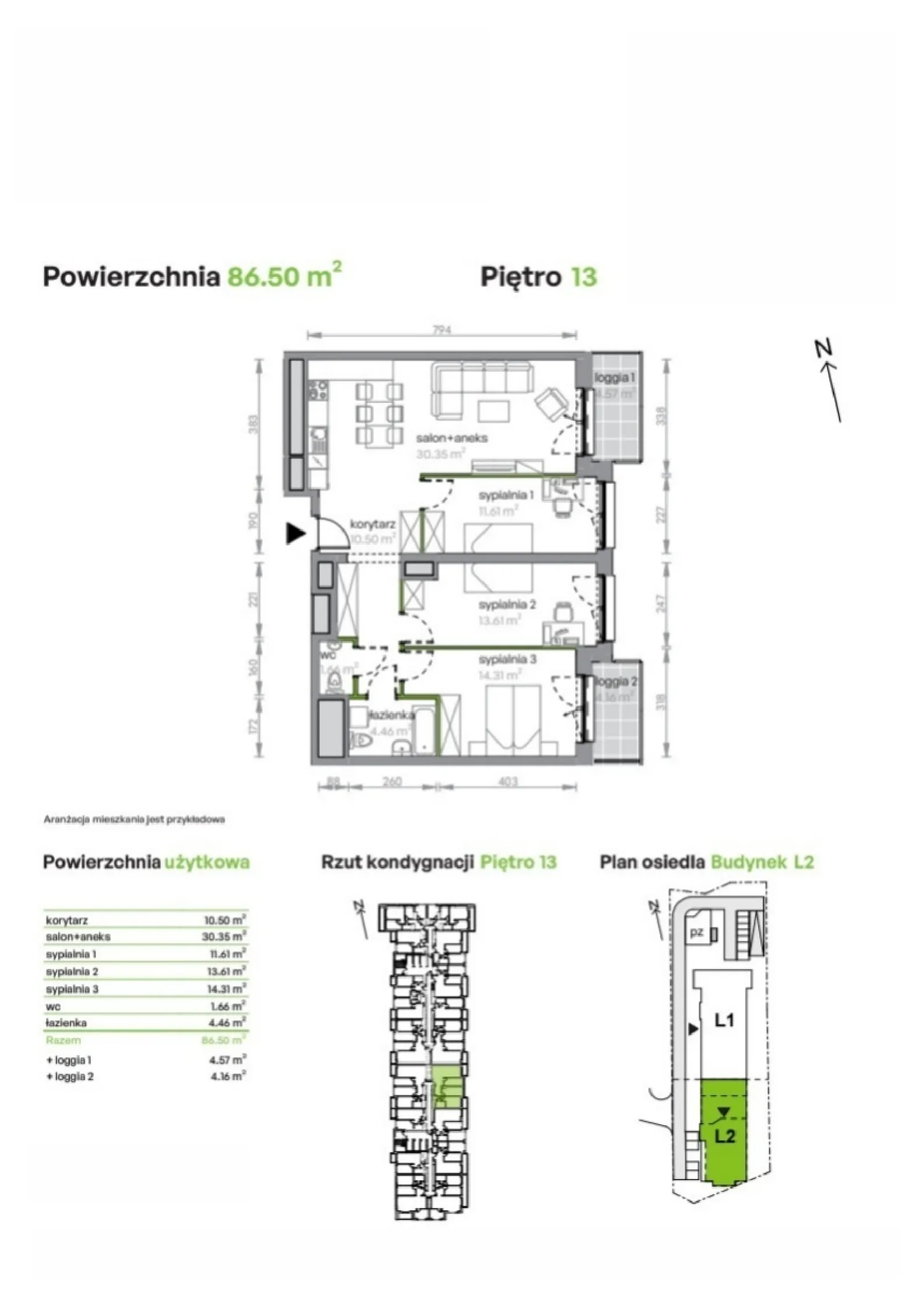 Floor plan: Apartment no. L2/13/107