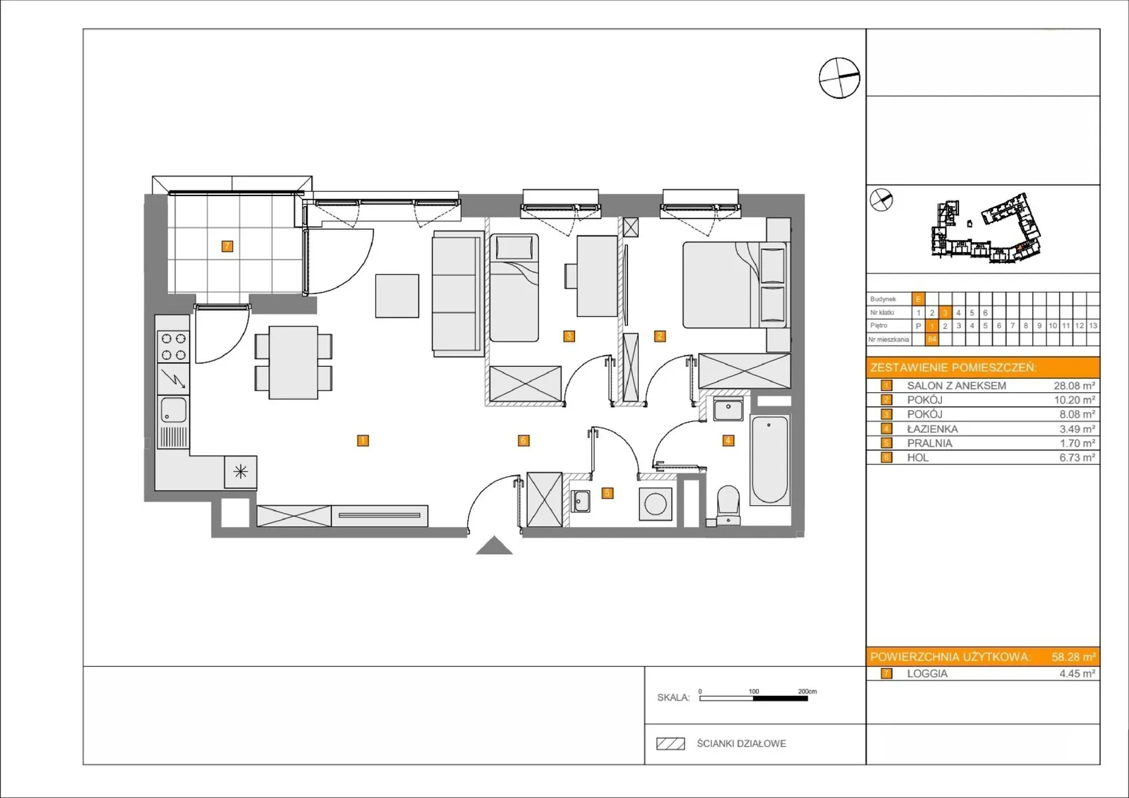Floor plan: Apartment no. E84