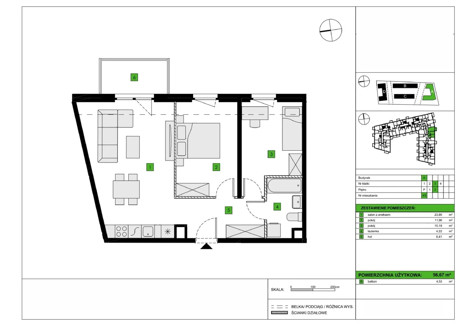 Floor plan: Apartment no. A43