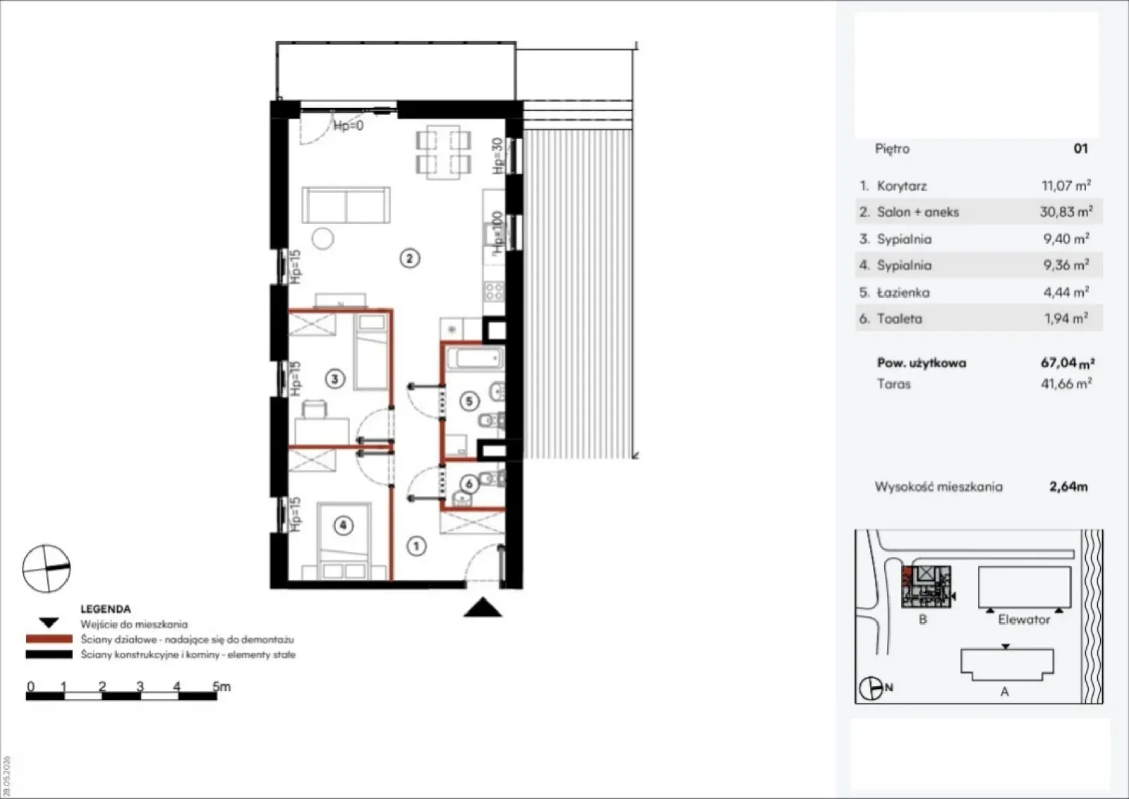 Floor plan: Apartment no. B.1.8
