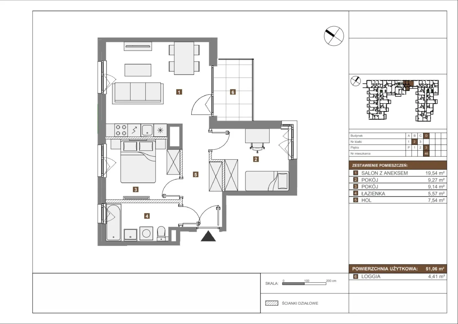 Floor plan: Apartment no. D46