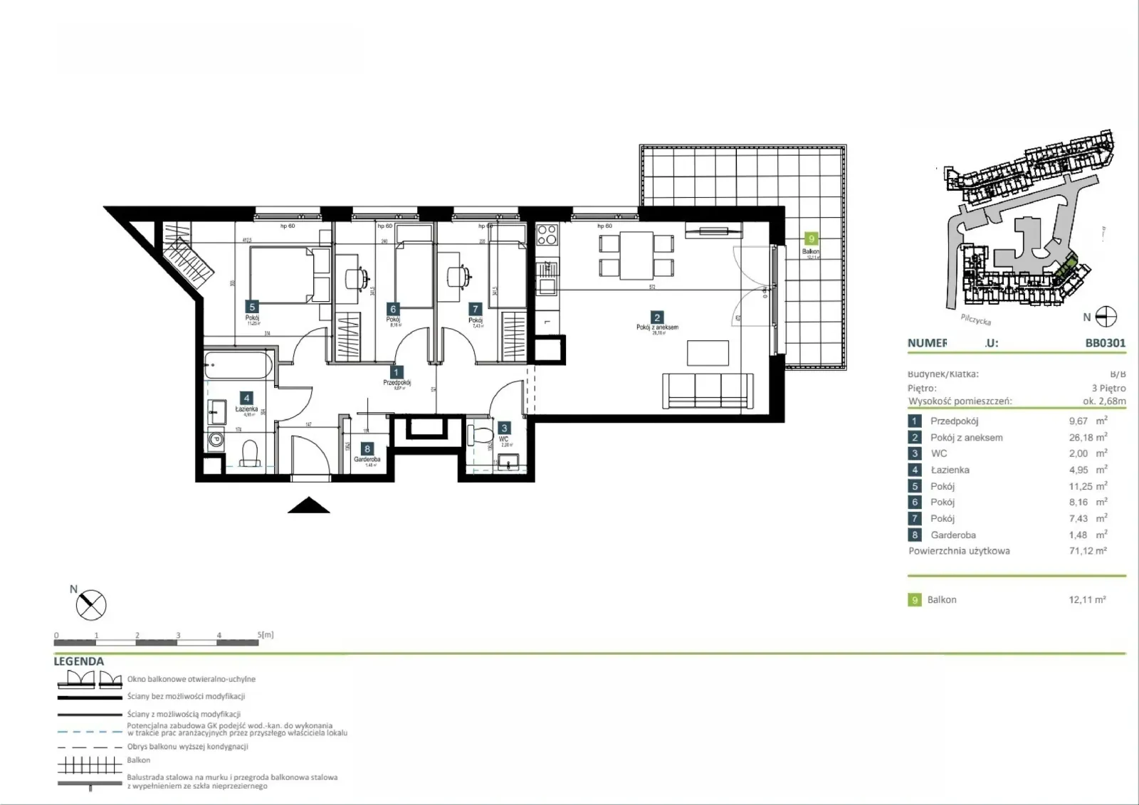 Floor plan: Apartment no. BB0301