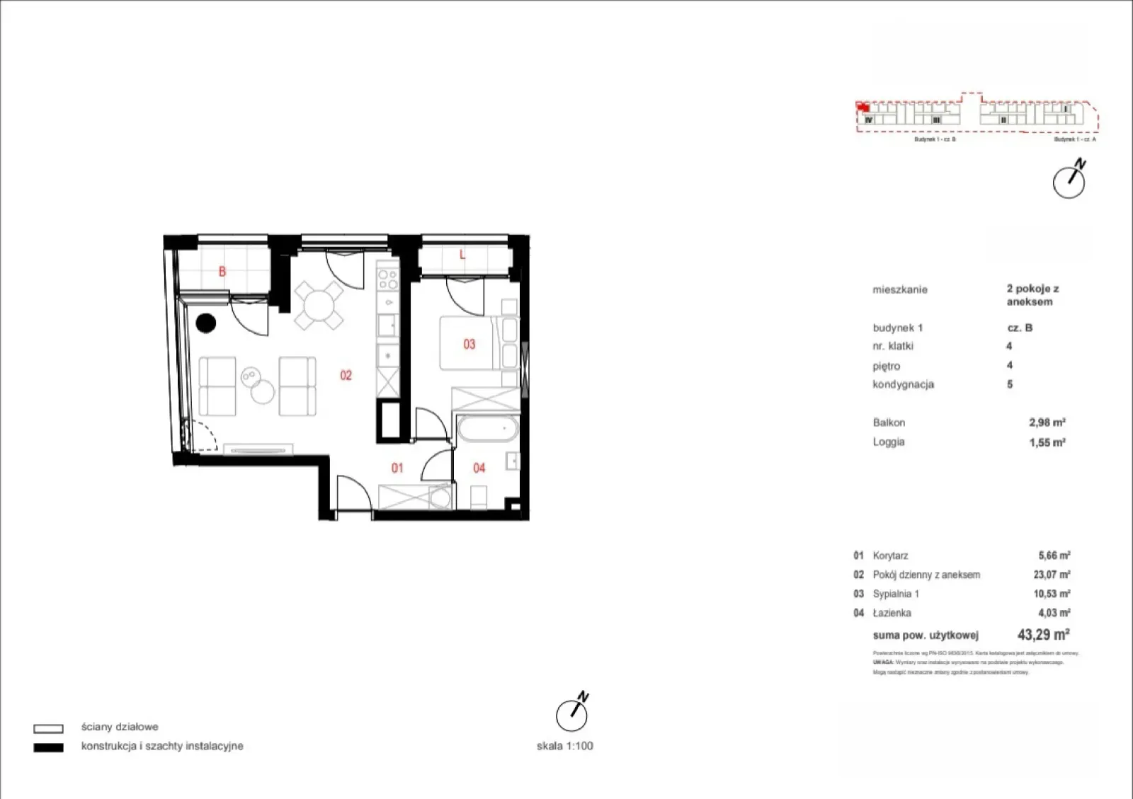 Floor plan: Apartment no. B/04/04/171