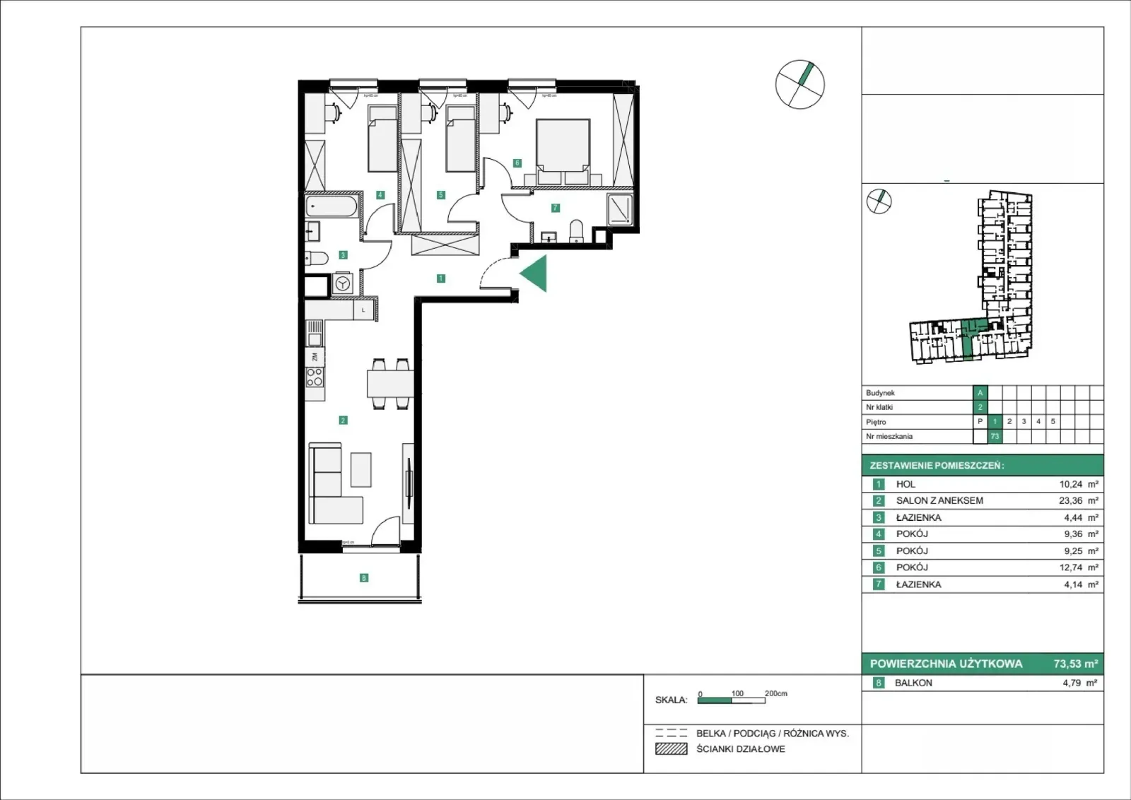 Floor plan: Apartment no. A73